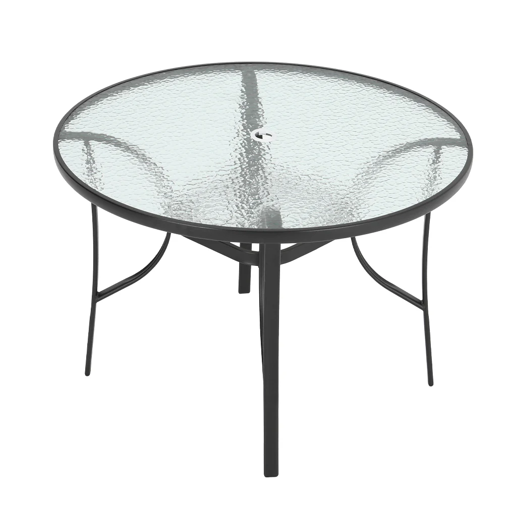 Garden Sanctuary Tempered Glass Outdoor Coffee Table with Parasol Hole - Image 5