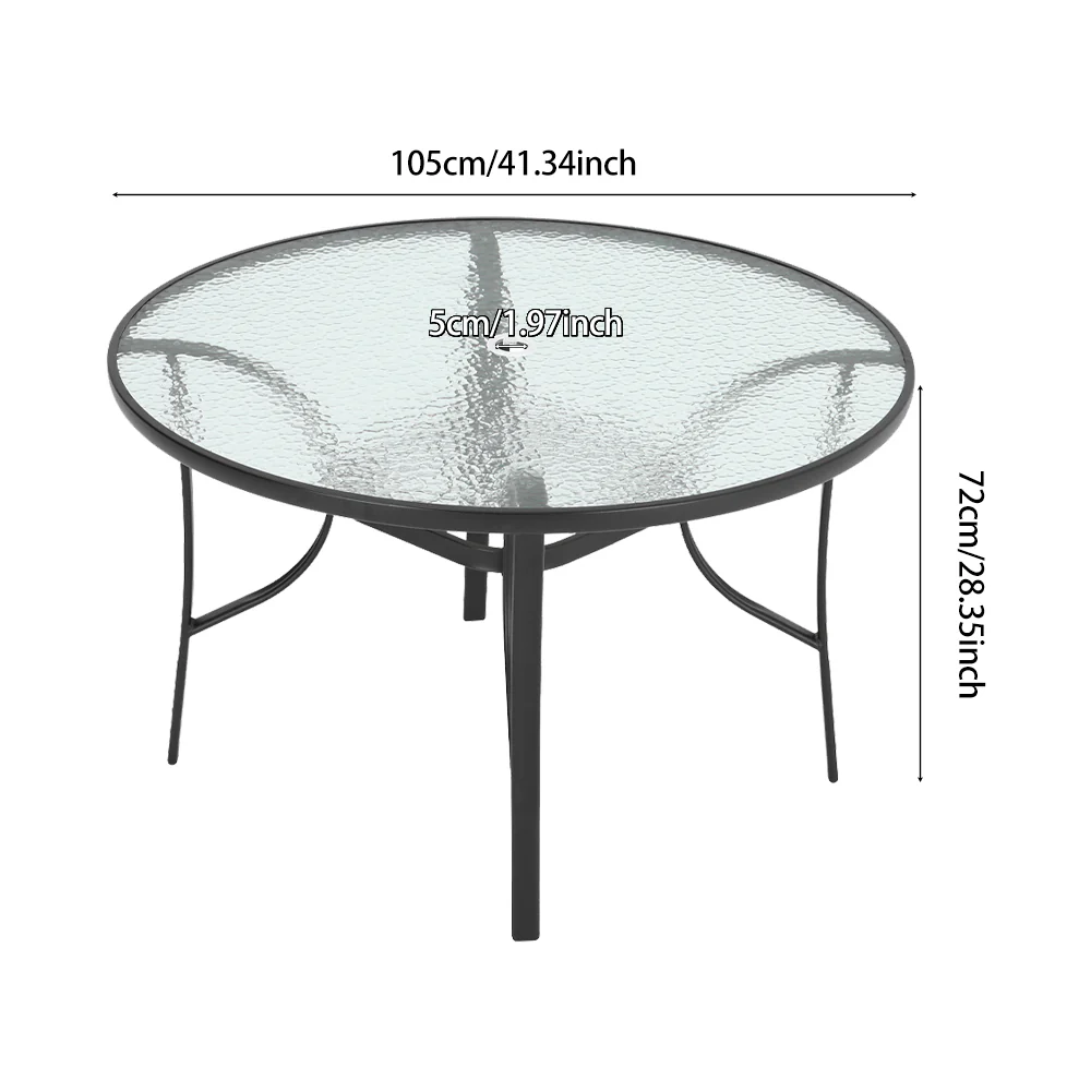 Garden Sanctuary Tempered Glass Outdoor Coffee Table with Parasol Hole - Image 6