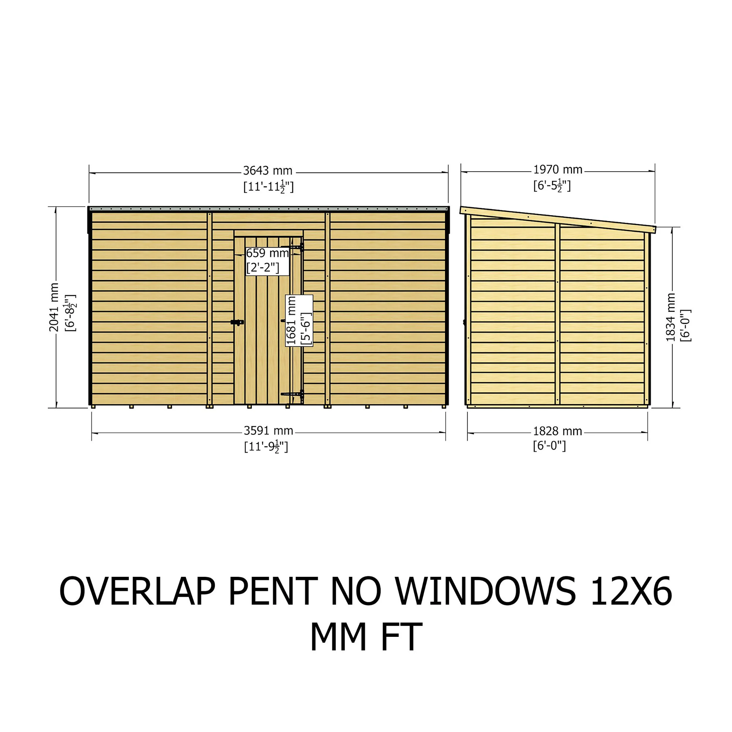 Garden Value 12 X 6 Overlap Pent Shed - Image 10