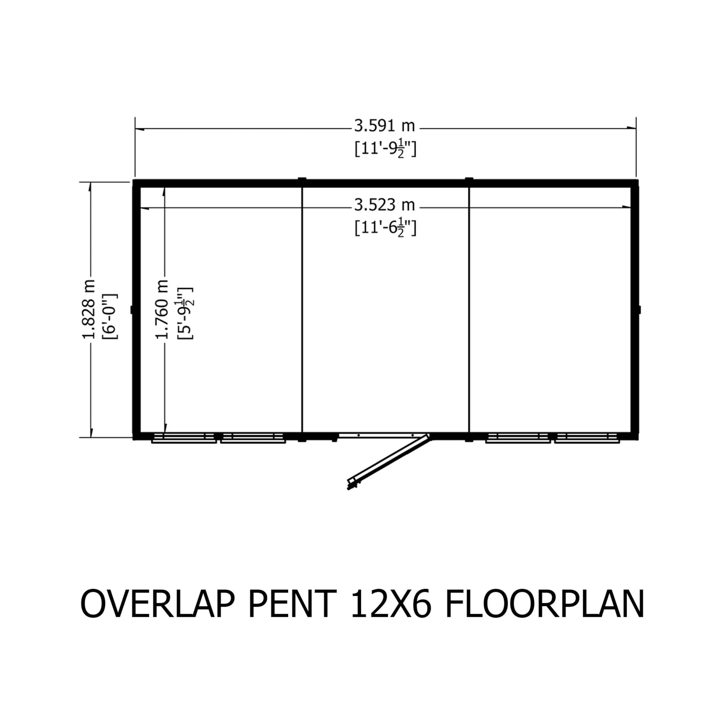 Garden Value 12 X 6 Overlap Pent Shed With Windows - Image 11