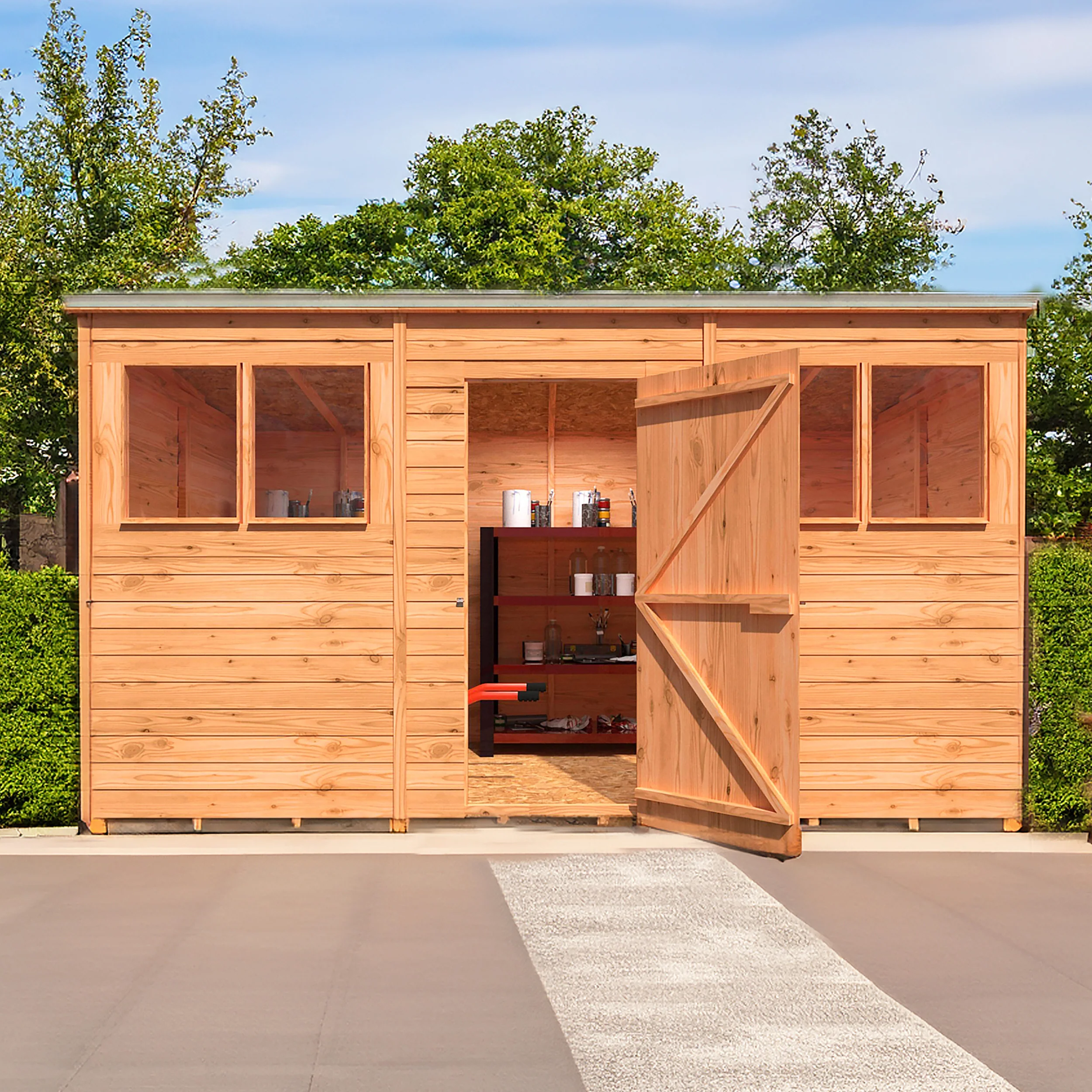 Garden Value 12 X 6 Overlap Pent Shed With Windows - Image 2