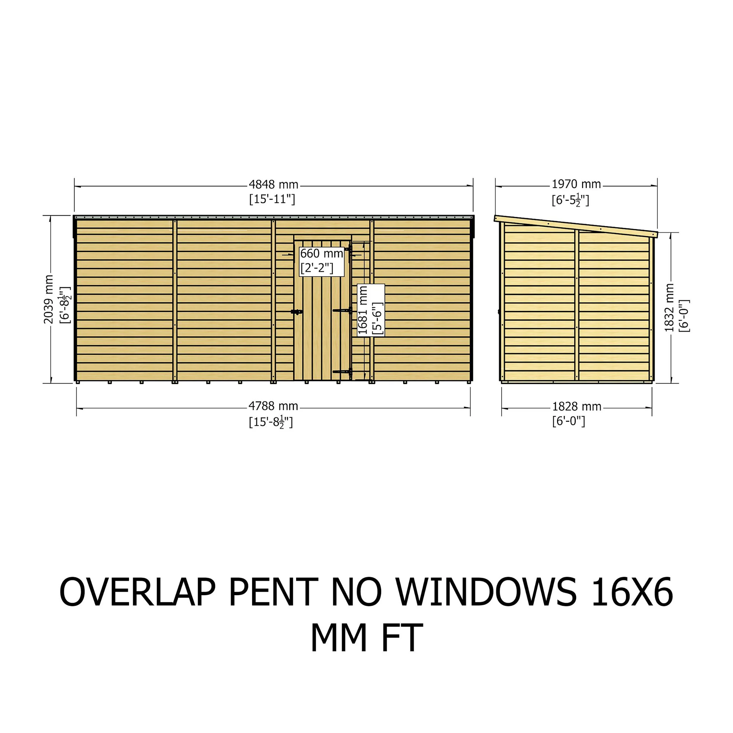 Garden Value 16 X 6 Overlap Pent Shed - Image 9