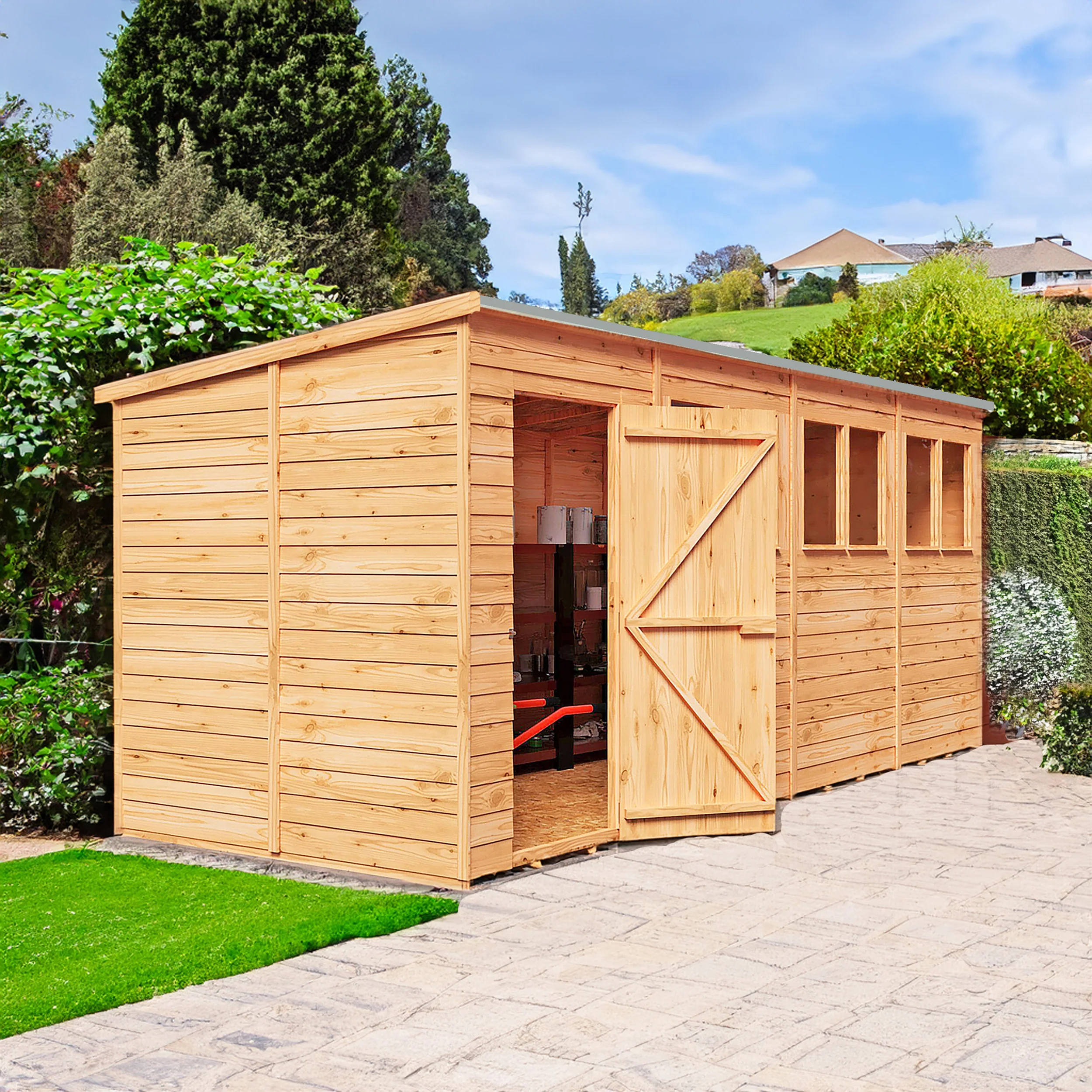 Garden Value 16 X 6 Overlap Pent Shed With Windows - Image 3