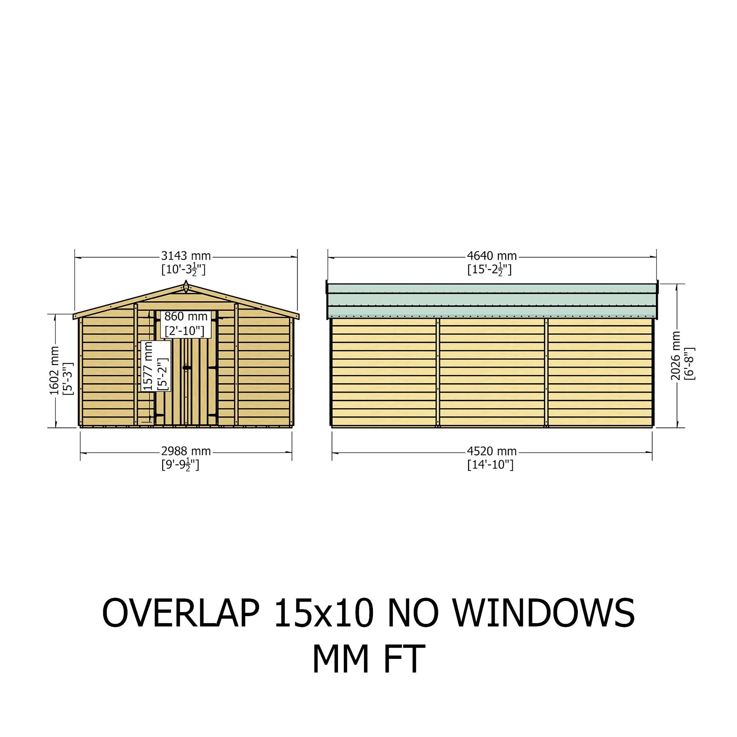 Garden Value Overlap 10 X 15 Windowless Shed - Image 8