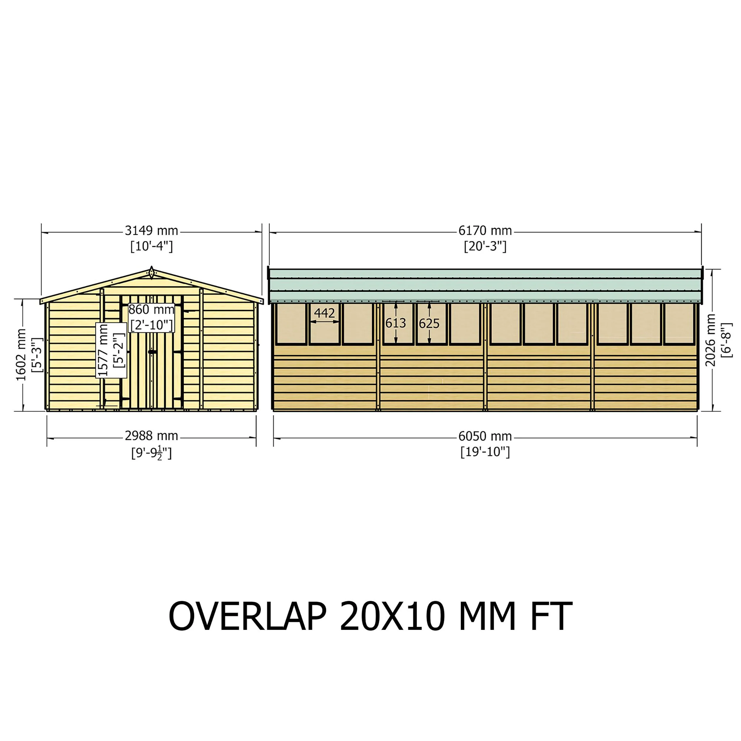 Garden Value Overlap 10 X 20 Apex Shed - Image 8