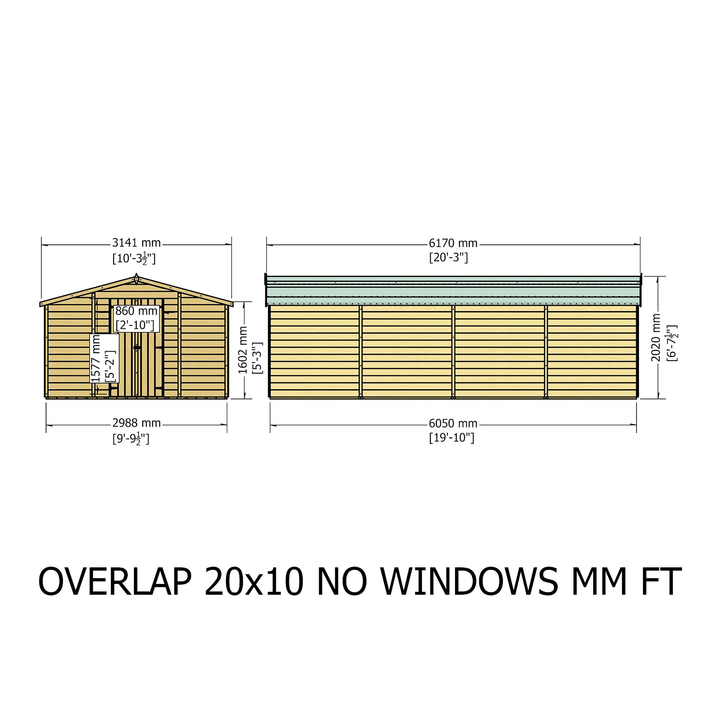 Garden Value Overlap 10 X 20 Windowless Apex Shed - Image 7