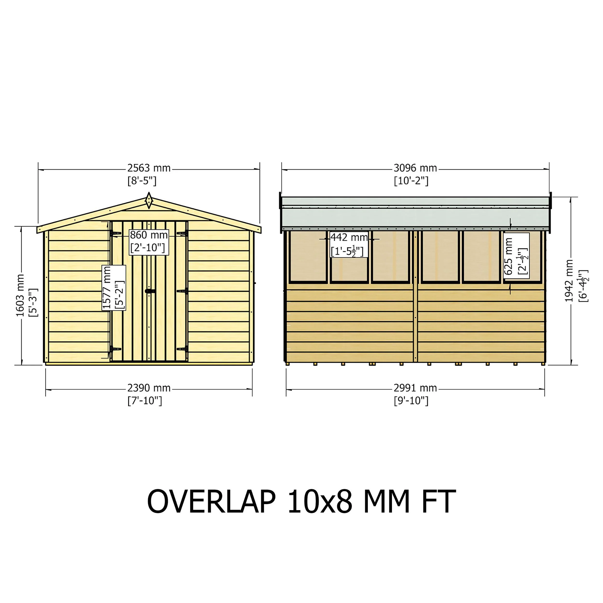 Garden Value Overlap 10 X 8 Apex Shed - Image 6