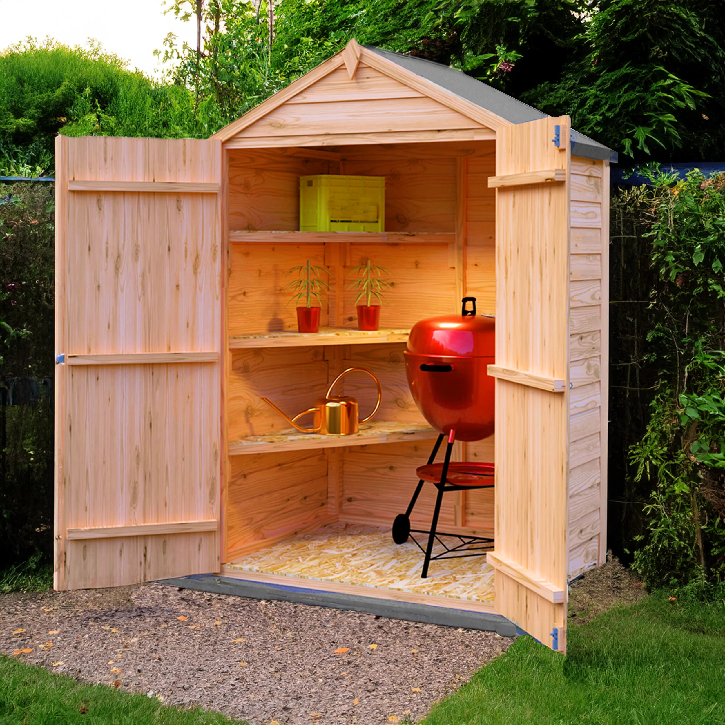 Garden Value Overlap 4 X 3 Double Door Shed With Shelves - Image 2
