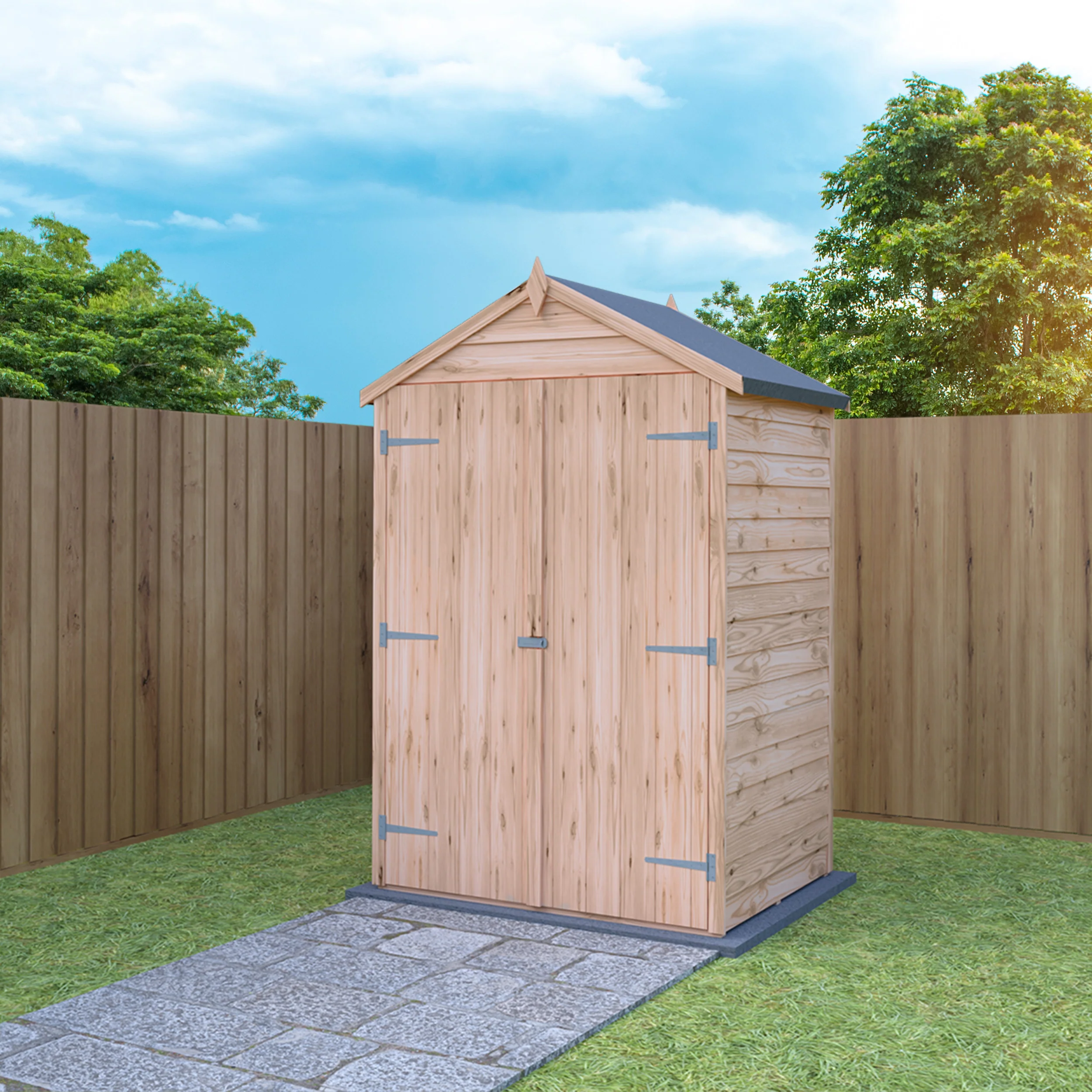 Garden Value Overlap 4 X 3 Double Door Shed With Shelves - Image 5