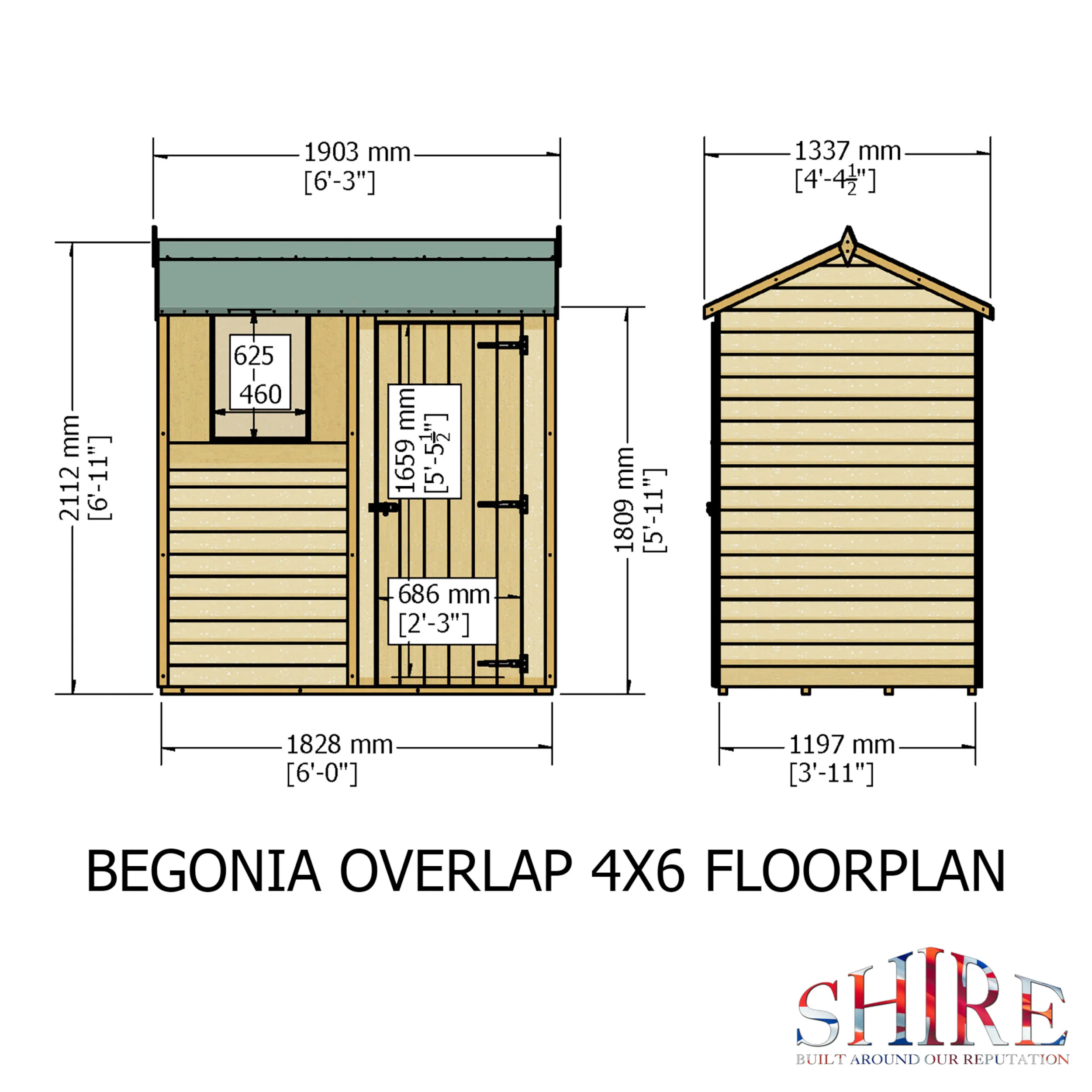 Garden Value Overlap 6 X 4 Reverse Apex Shed - Image 6