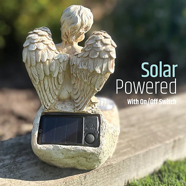 Solar Angel Garden Ornament With LED Light - Outdoor Solar Statue - Image 3