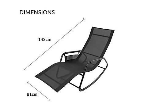 GardenKraft Outdoor Rocking Sun Lounger Relaxer - Black - Image 2