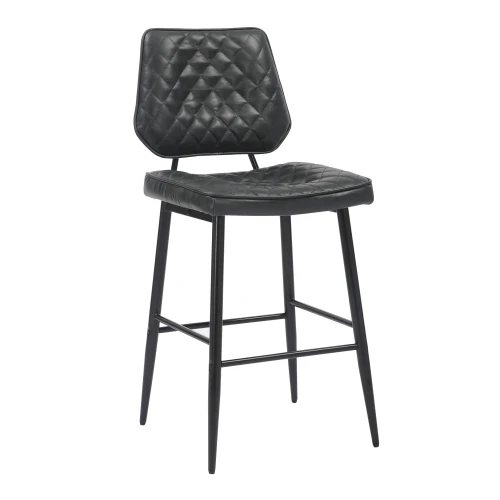 Garrick Real Leather Black Bar Stool - Image 6