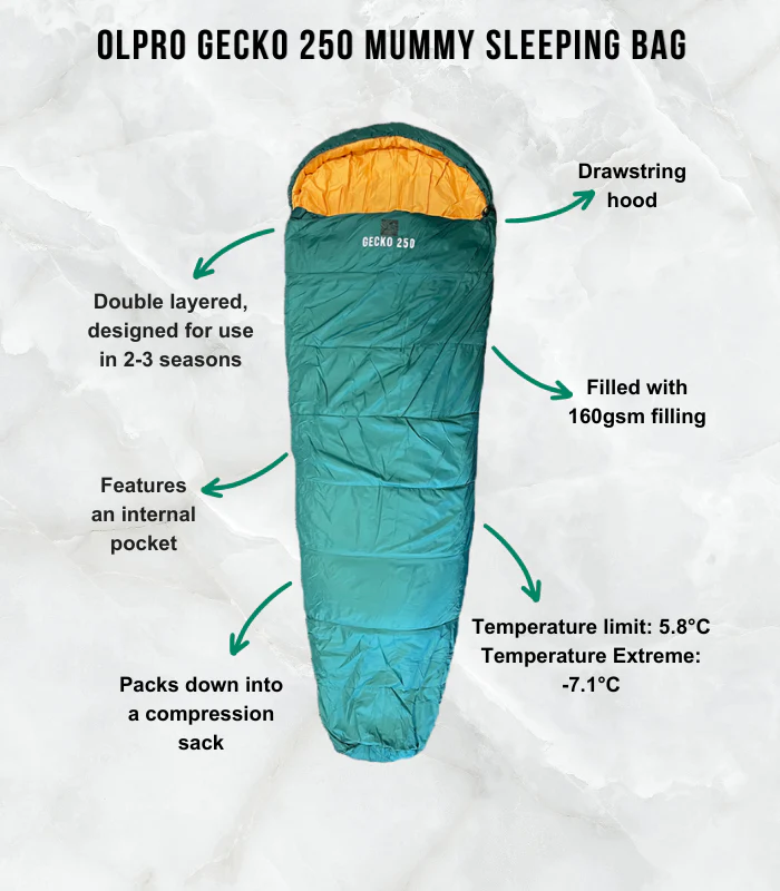 Gecko 250 Mummy Sleeping Bag - Image 3