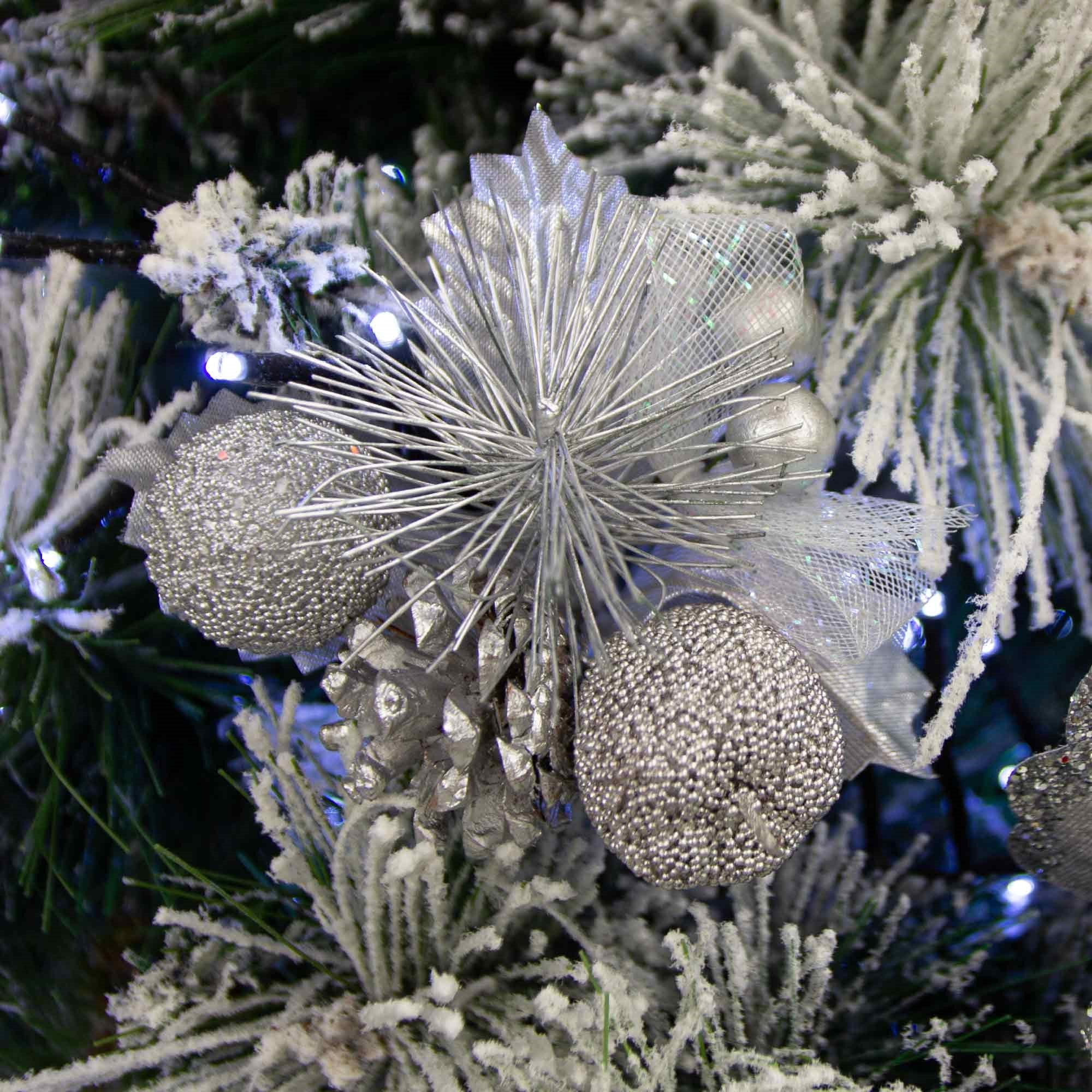 Christmas Sparkle Glittered Pick 14cm - Silver - Image 2