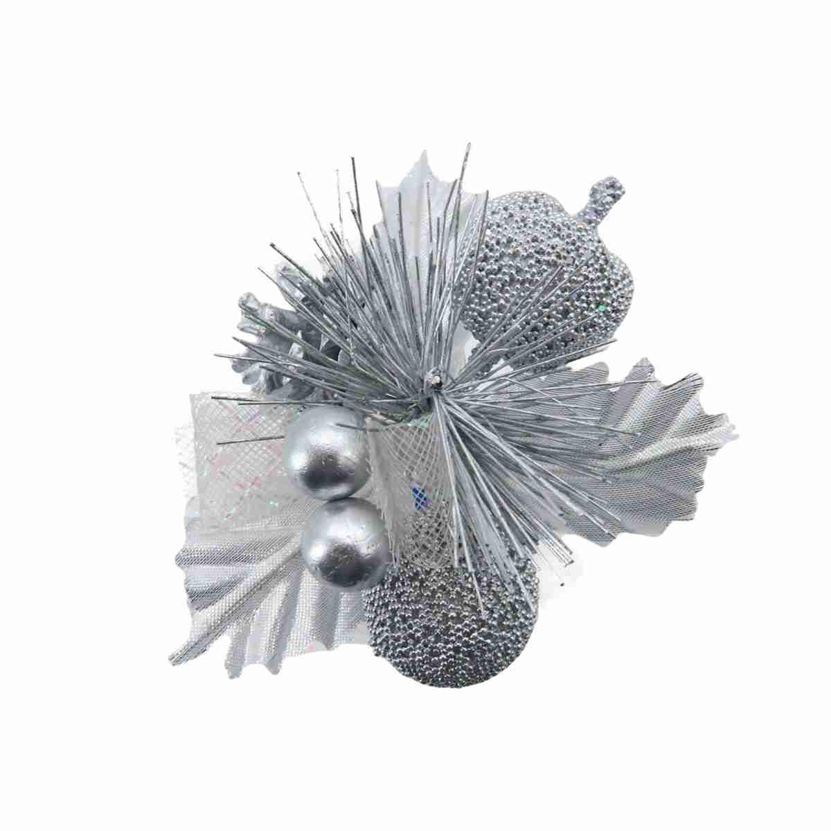 Christmas Sparkle Glittered Pick 14cm - Silver - Image 5