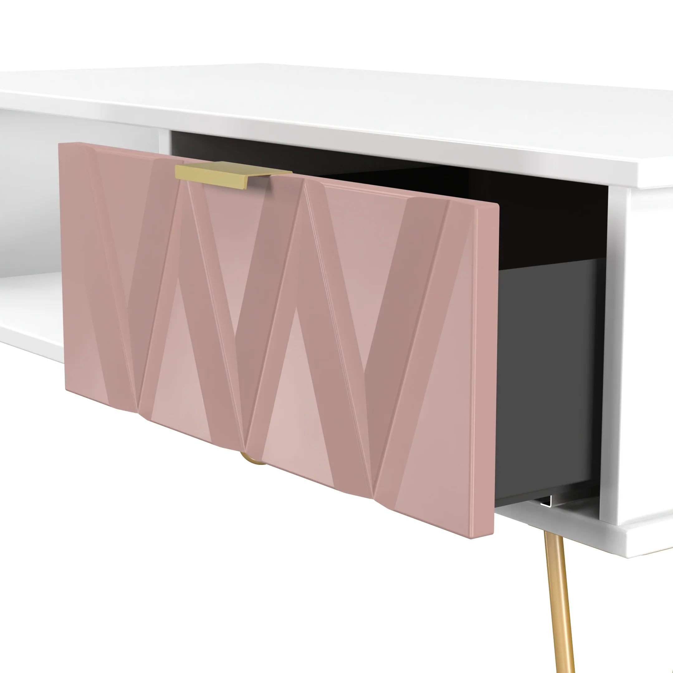 Glitz Ready Assembled 1 Drawer Coffee Table in Kobe Pink & White - Image 5