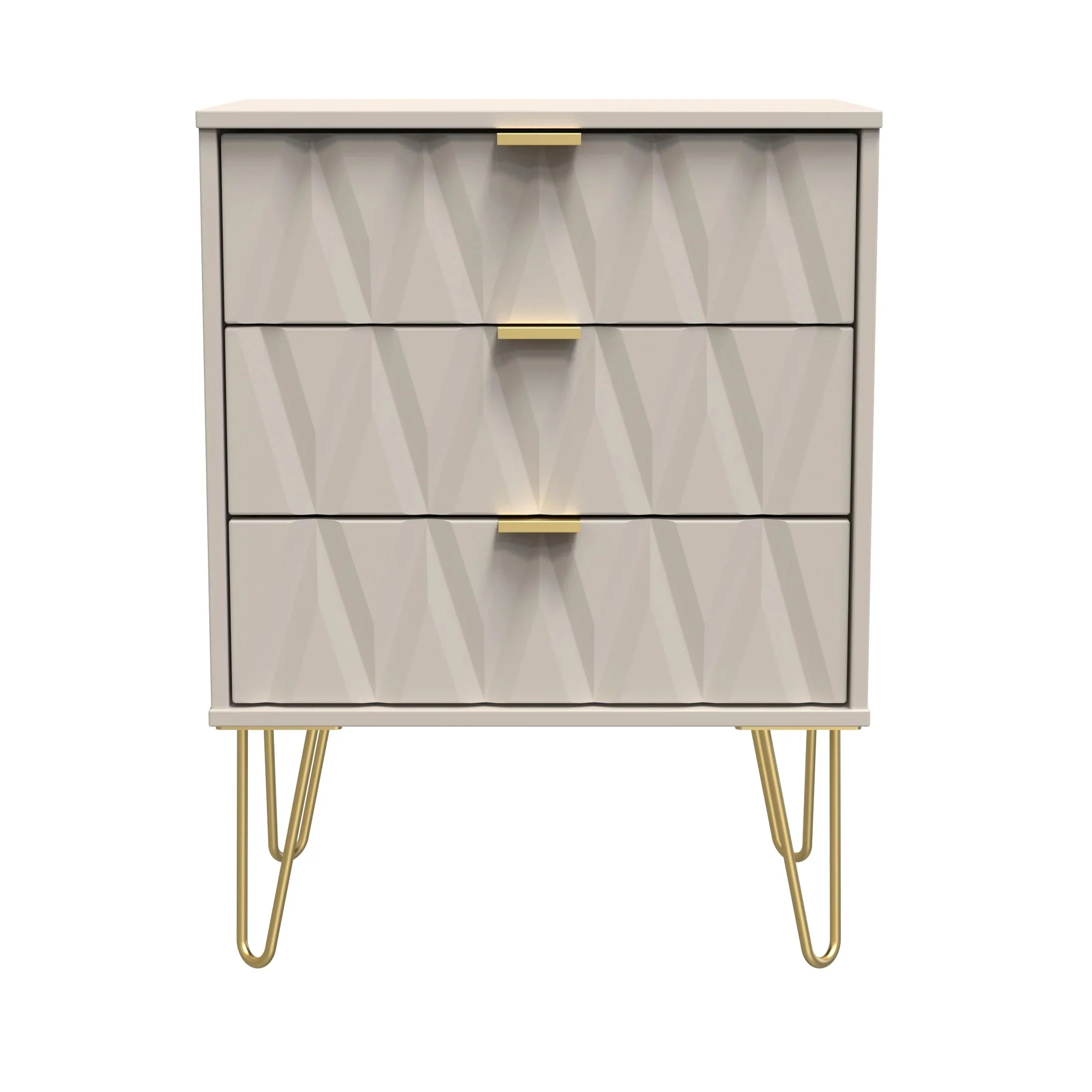 Glitz Ready Assembled 3 Drawer Bedside Table In Kashmir Matt - Image 2