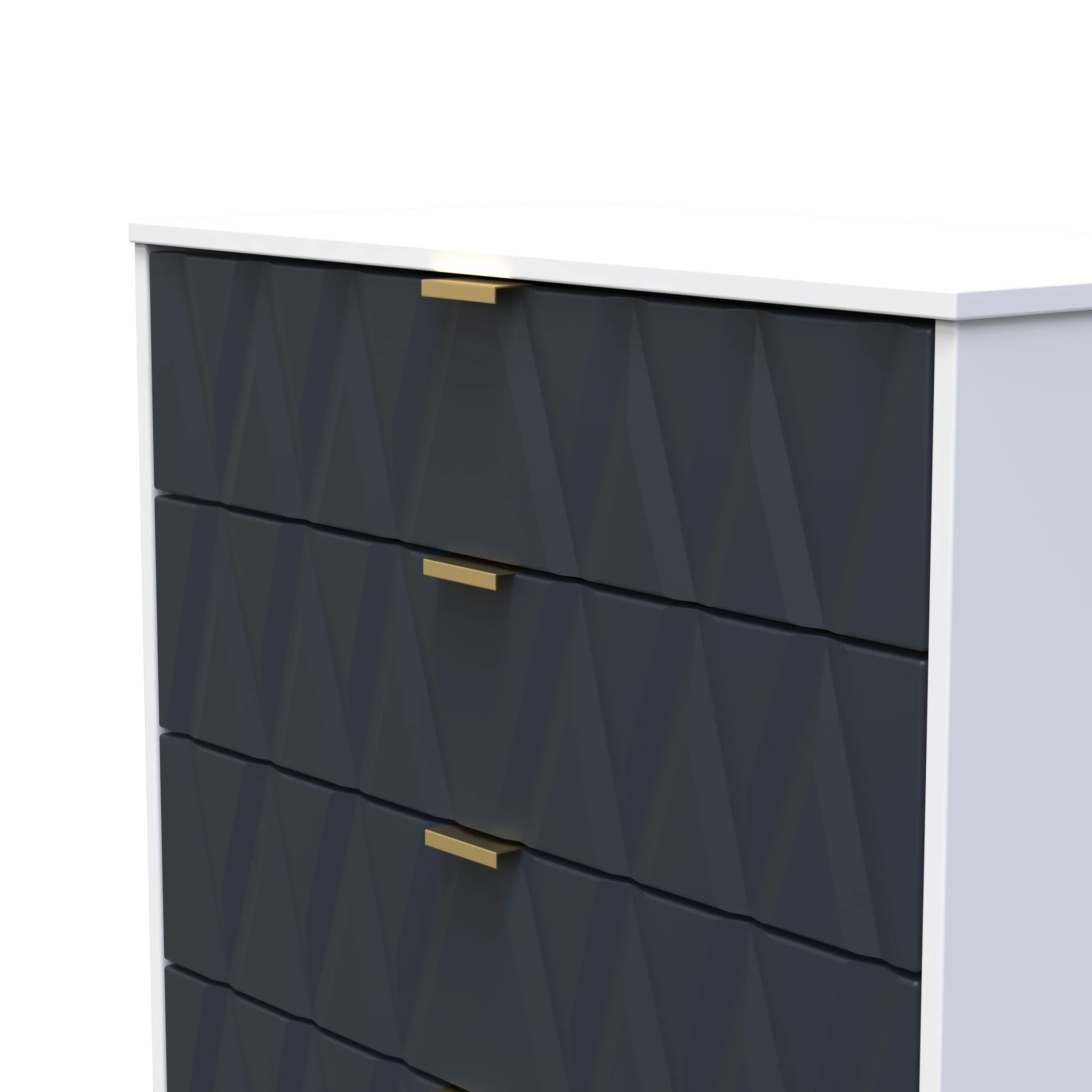 Glitz Ready Assembled 4 Drawer Chest in Indigo Matt & White - Image 6