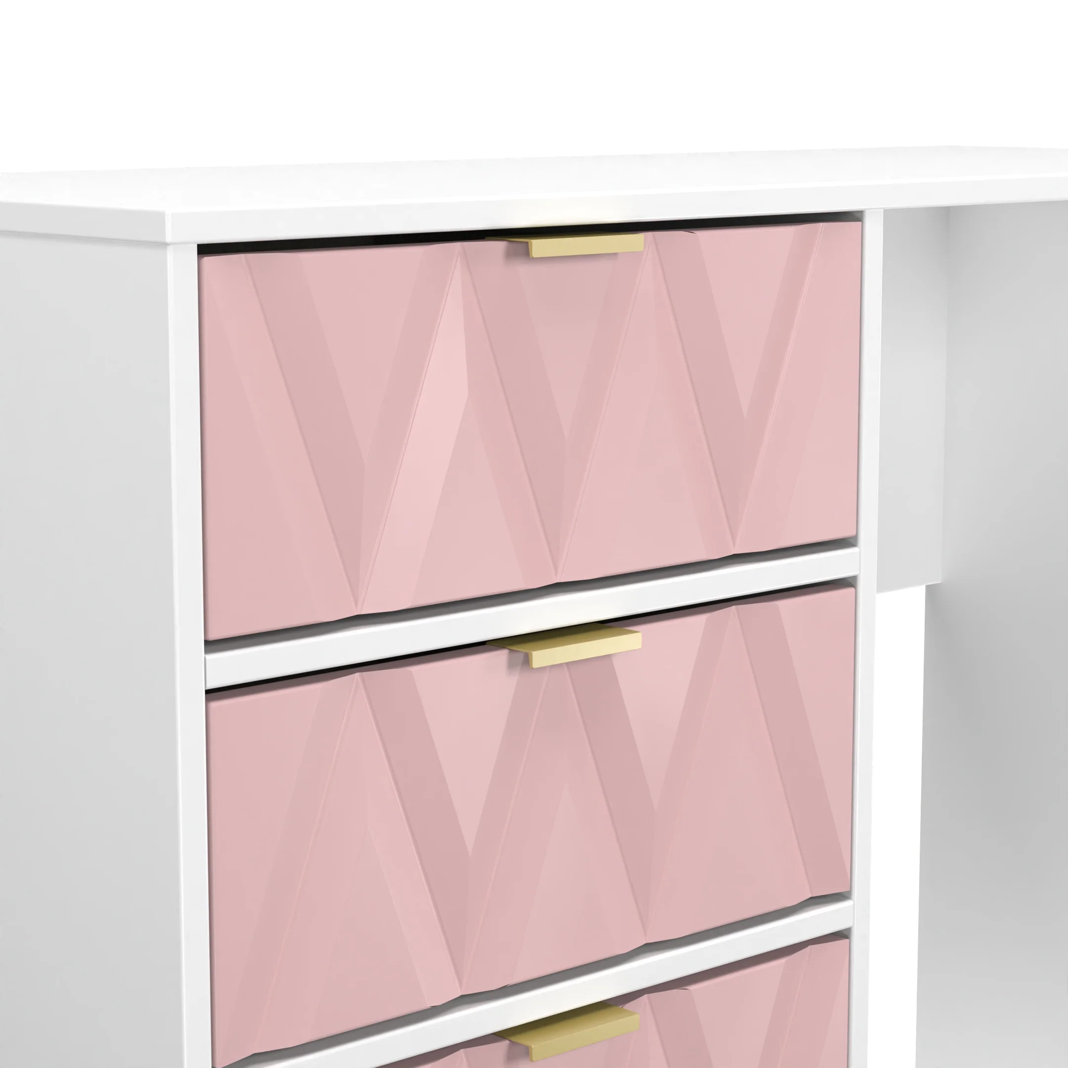 Glitz Ready Assembled 4 Drawer Vanity in Kobe Pink & White - Image 4