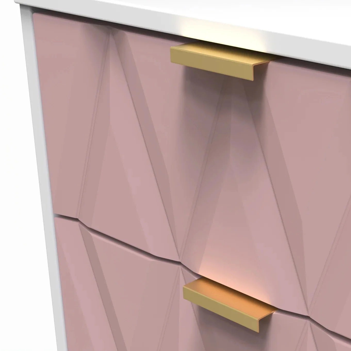 Glitz Ready Assembled 5 Drawer Tallboy in Kobe Pink & White - Image 4
