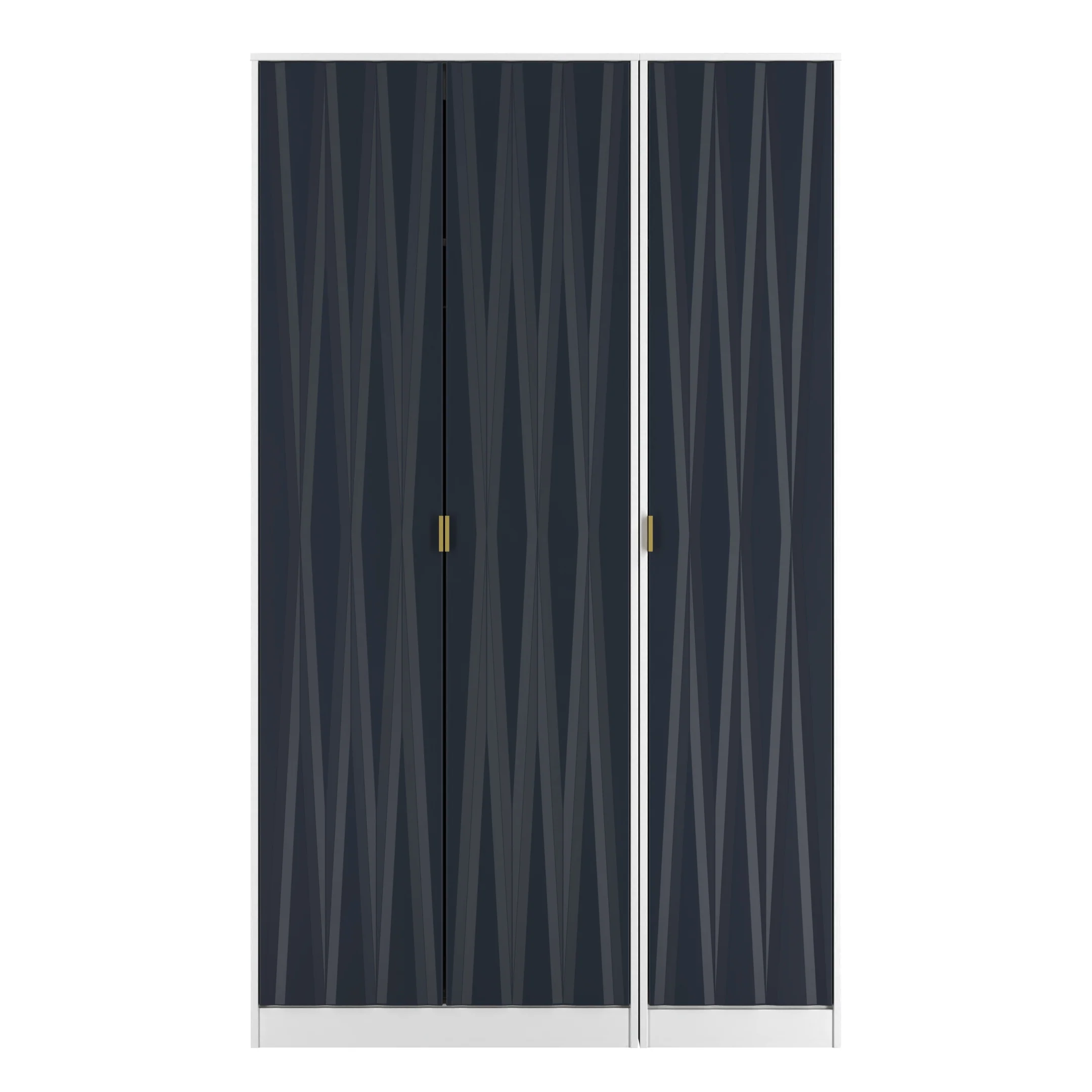 Glitz Ready Assembled Tall Triple Plain Wardrobe in Indigo Matt & White - Image 2