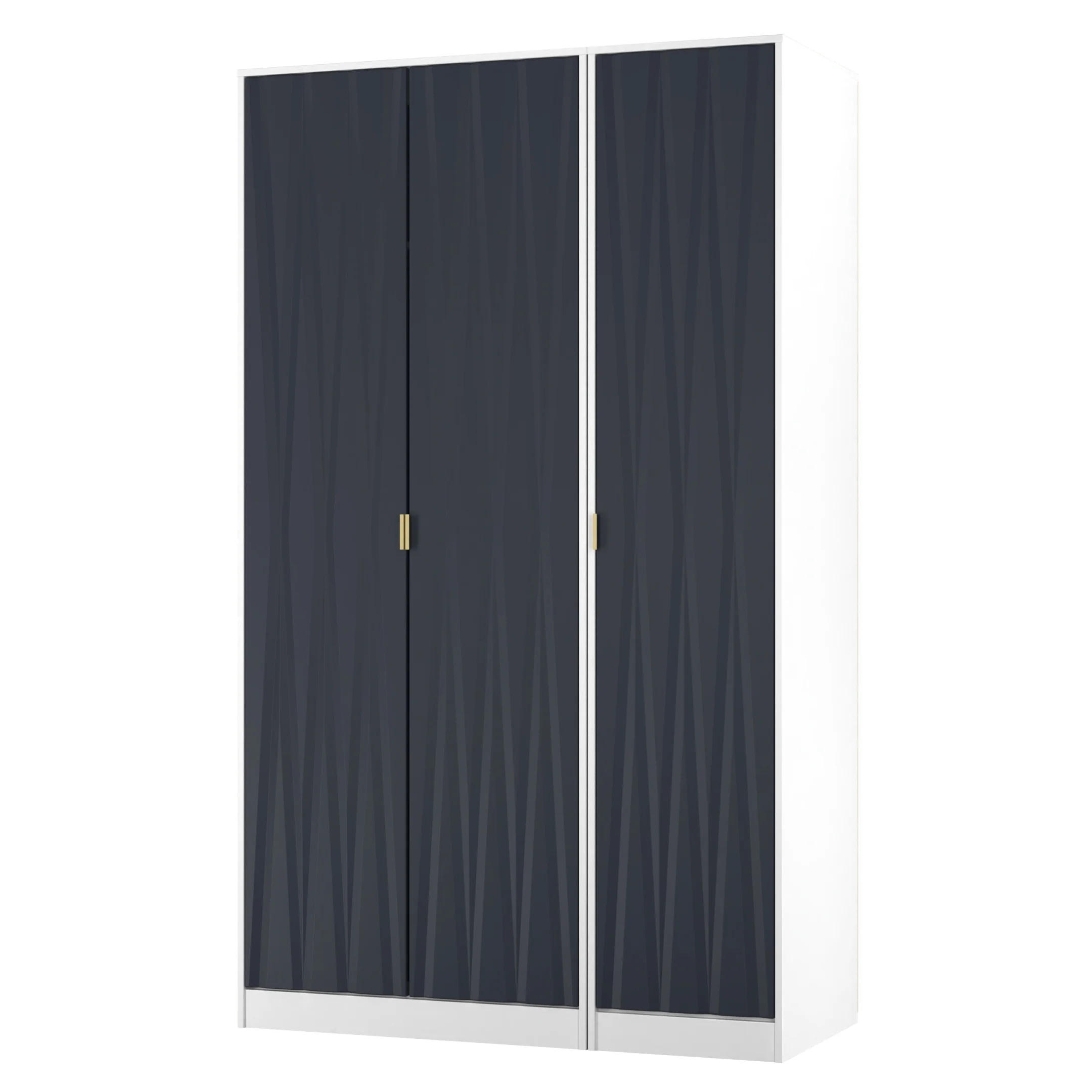 Glitz Ready Assembled Tall Triple Plain Wardrobe in Indigo Matt & White - Image 4