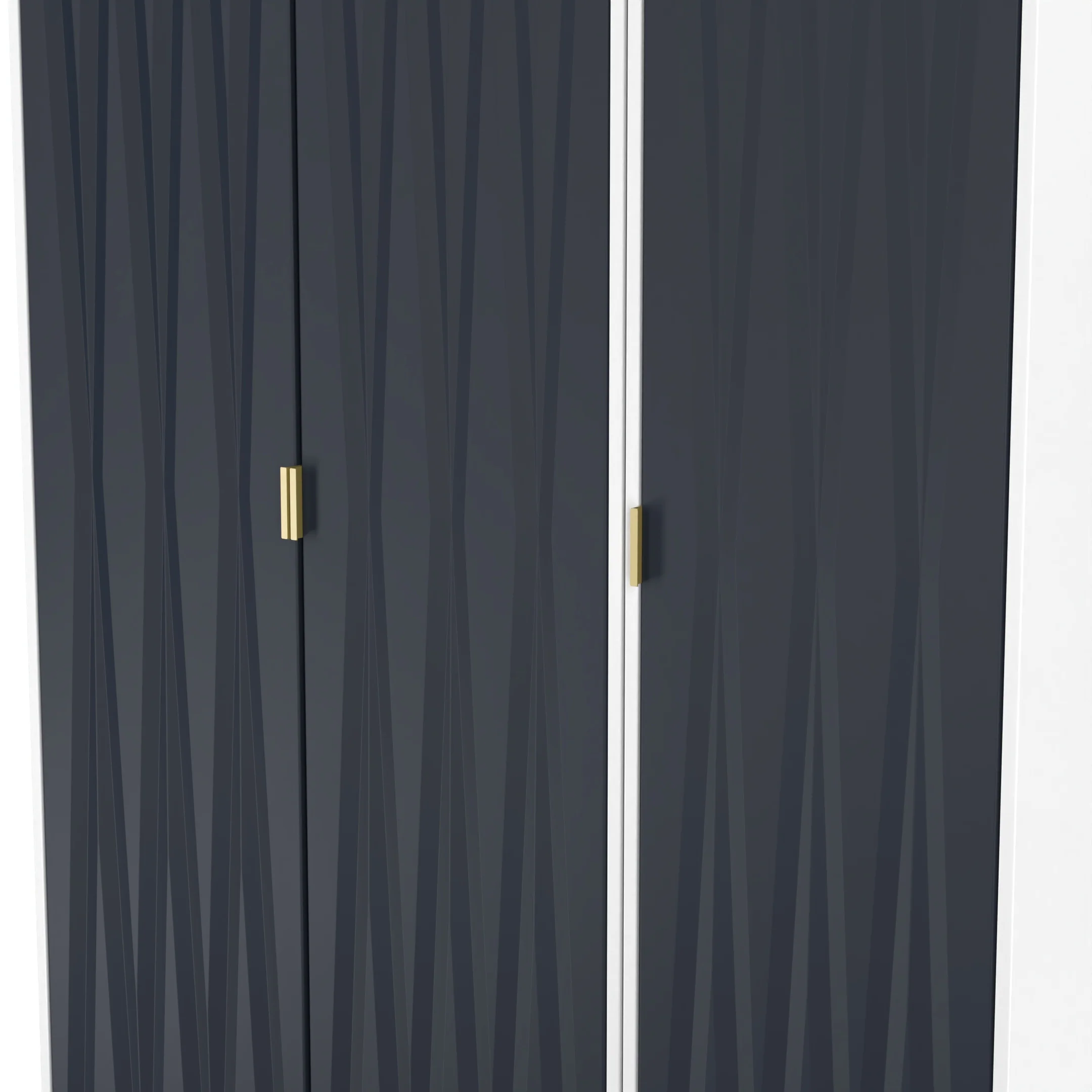 Glitz Ready Assembled Tall Triple Plain Wardrobe in Indigo Matt & White - Image 5