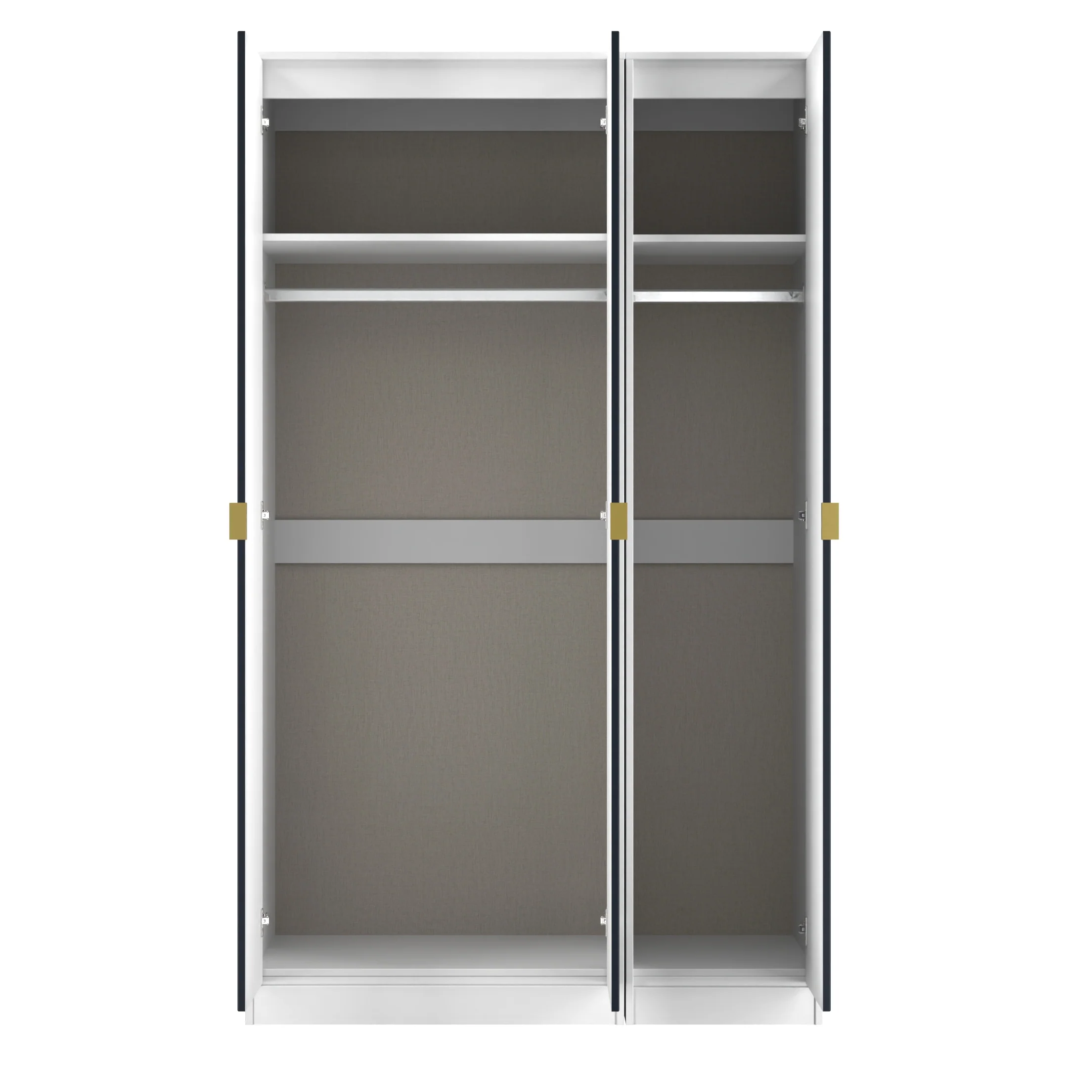 Glitz Ready Assembled Tall Triple Plain Wardrobe in Indigo Matt & White - Image 8