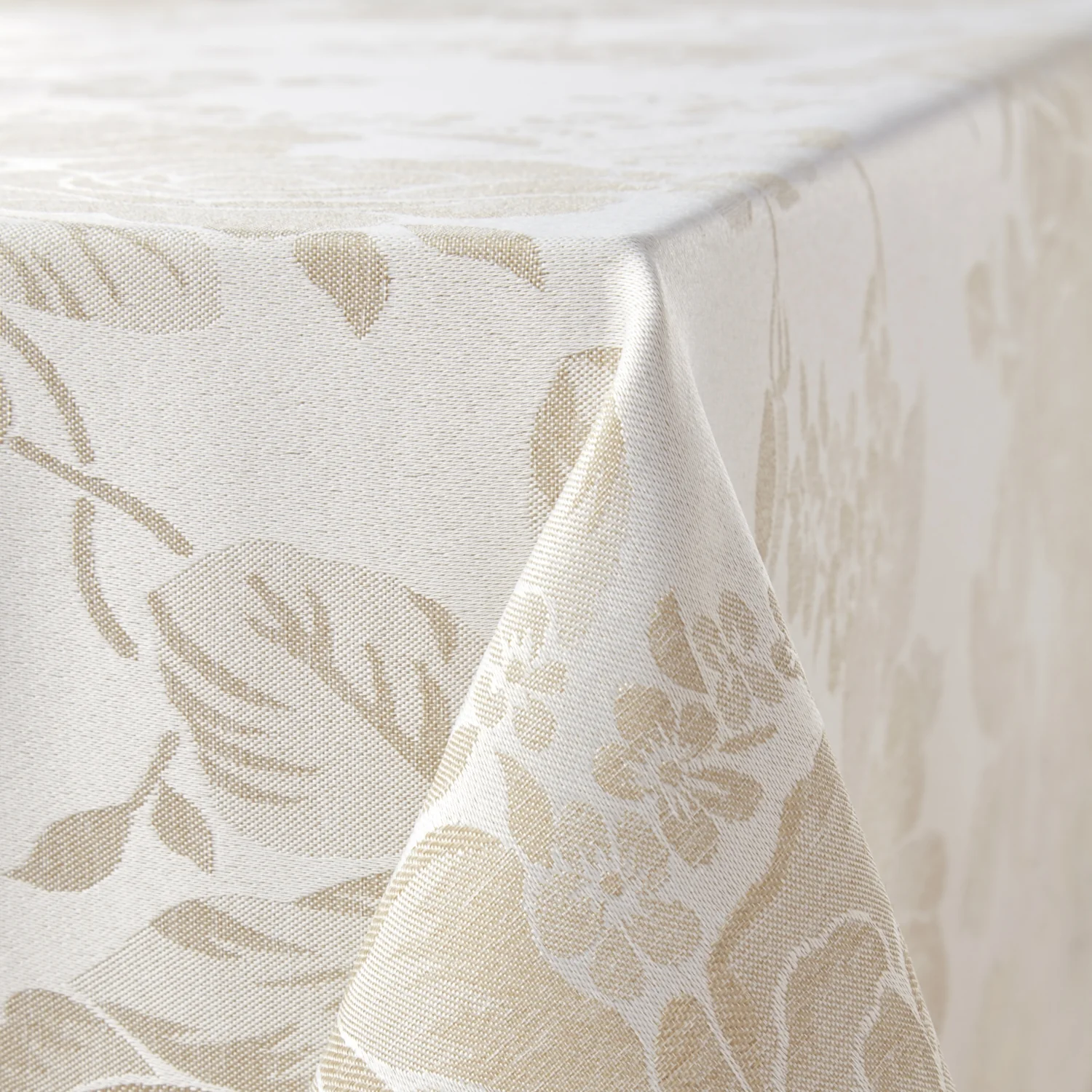 Grace Floral Jacquard Table Cloth Sateen Damask Table Cloth with a Subtle Jacquard Design in Natural - Image 5