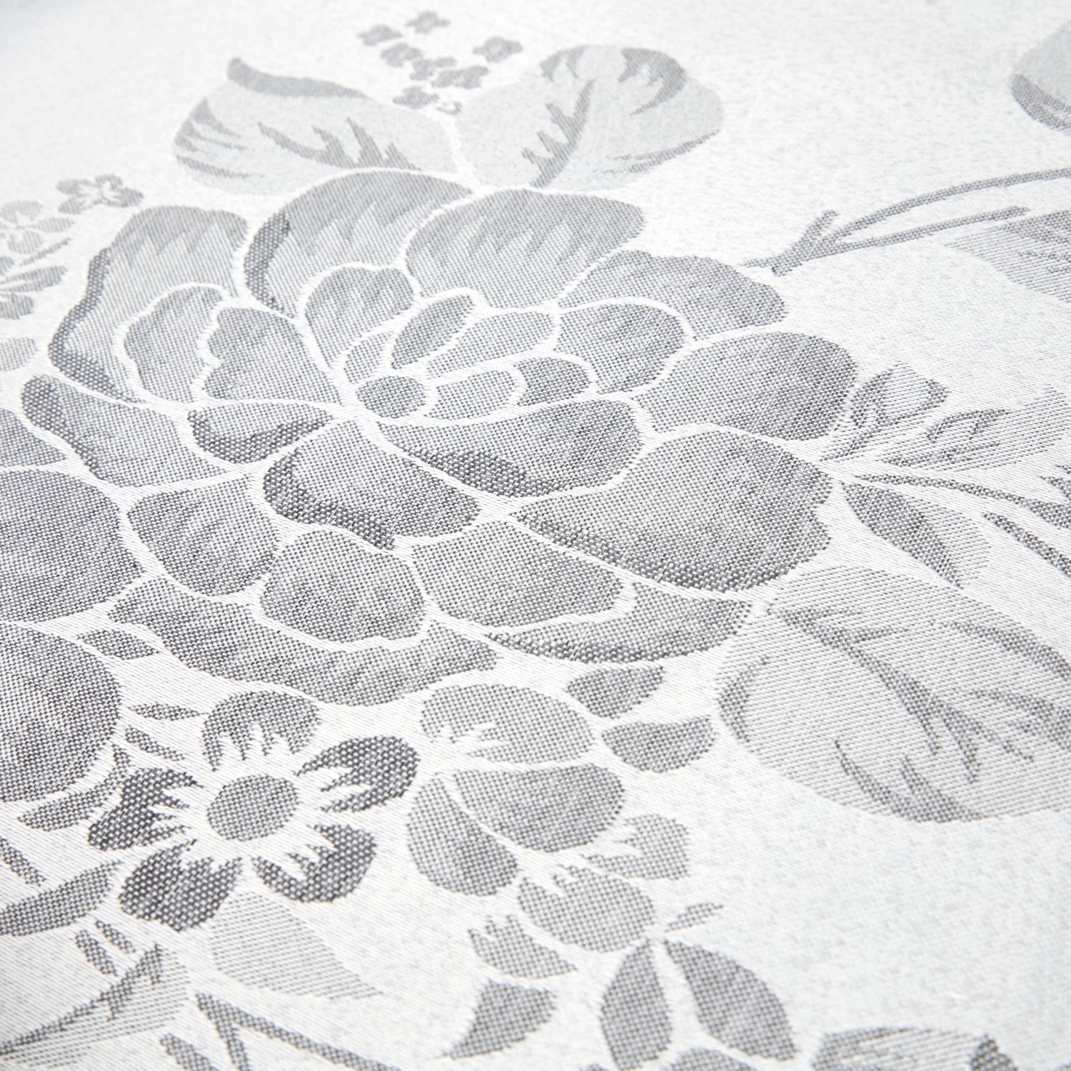 Grace Floral Jacquard Table Cloth Sateen Damask Table Cloth with a Subtle Jacquard Design in Silver - Image 4