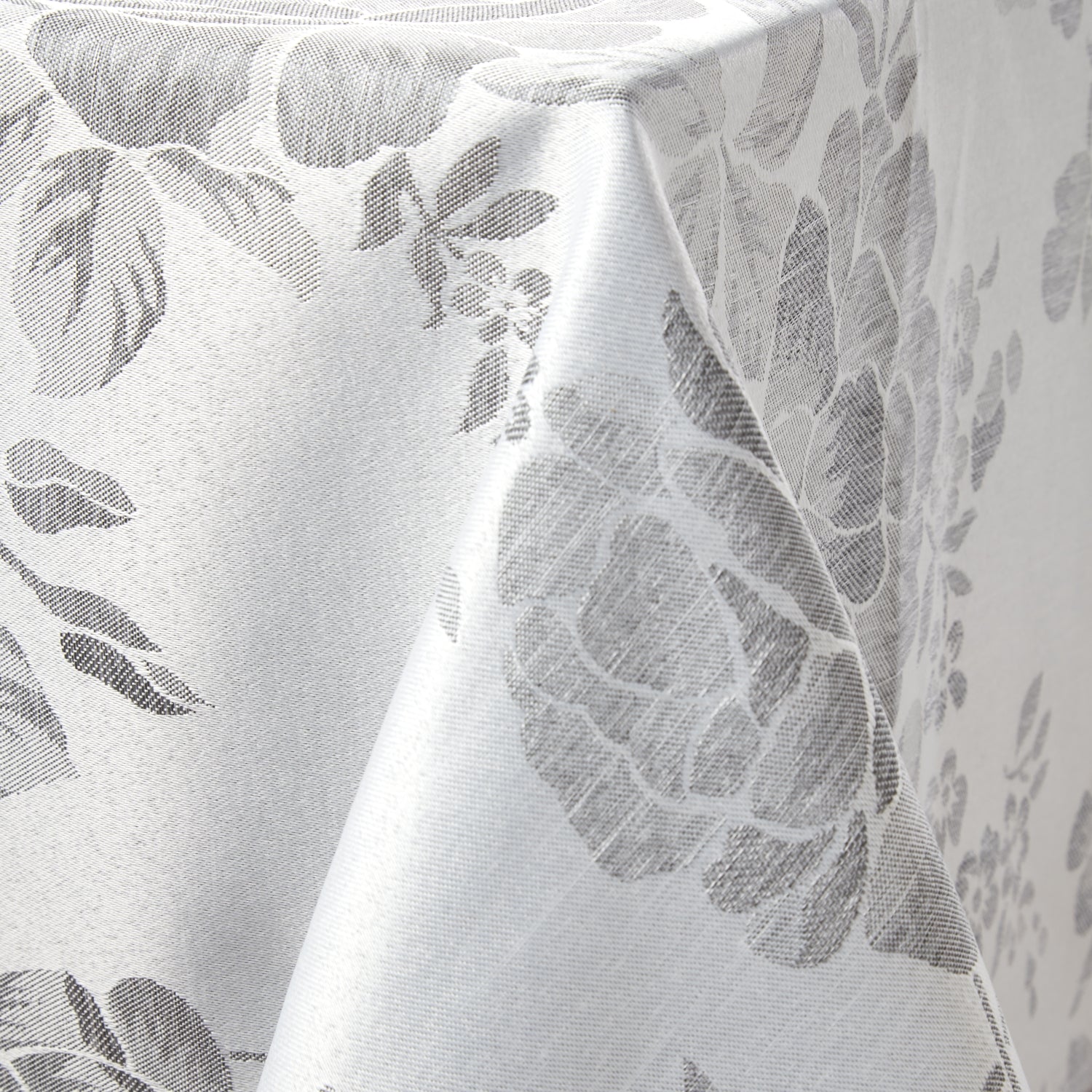 Grace Floral Jacquard Table Cloth Sateen Damask Table Cloth with a Subtle Jacquard Design in Silver - Image 5