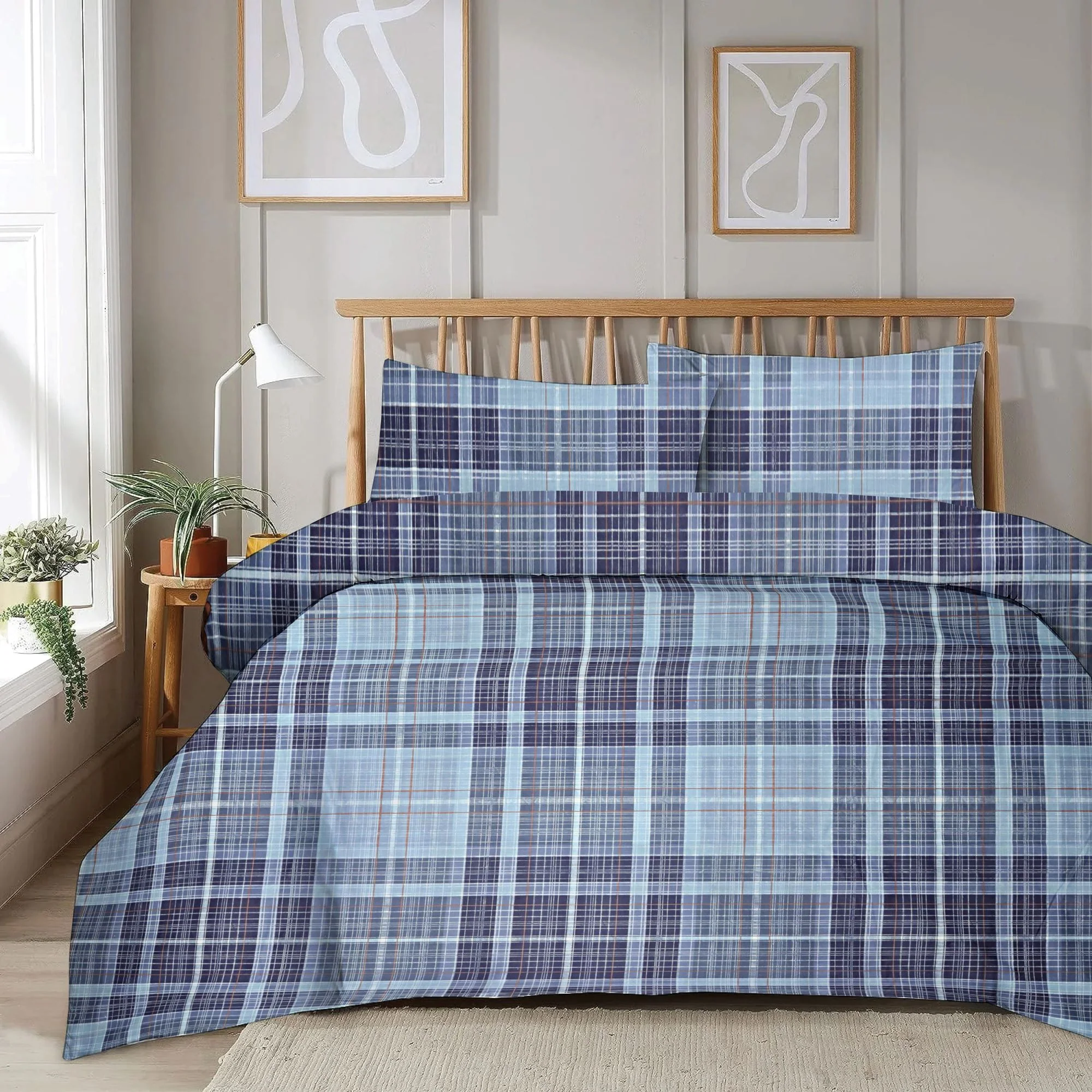 Granada Blue Check Duvet Set