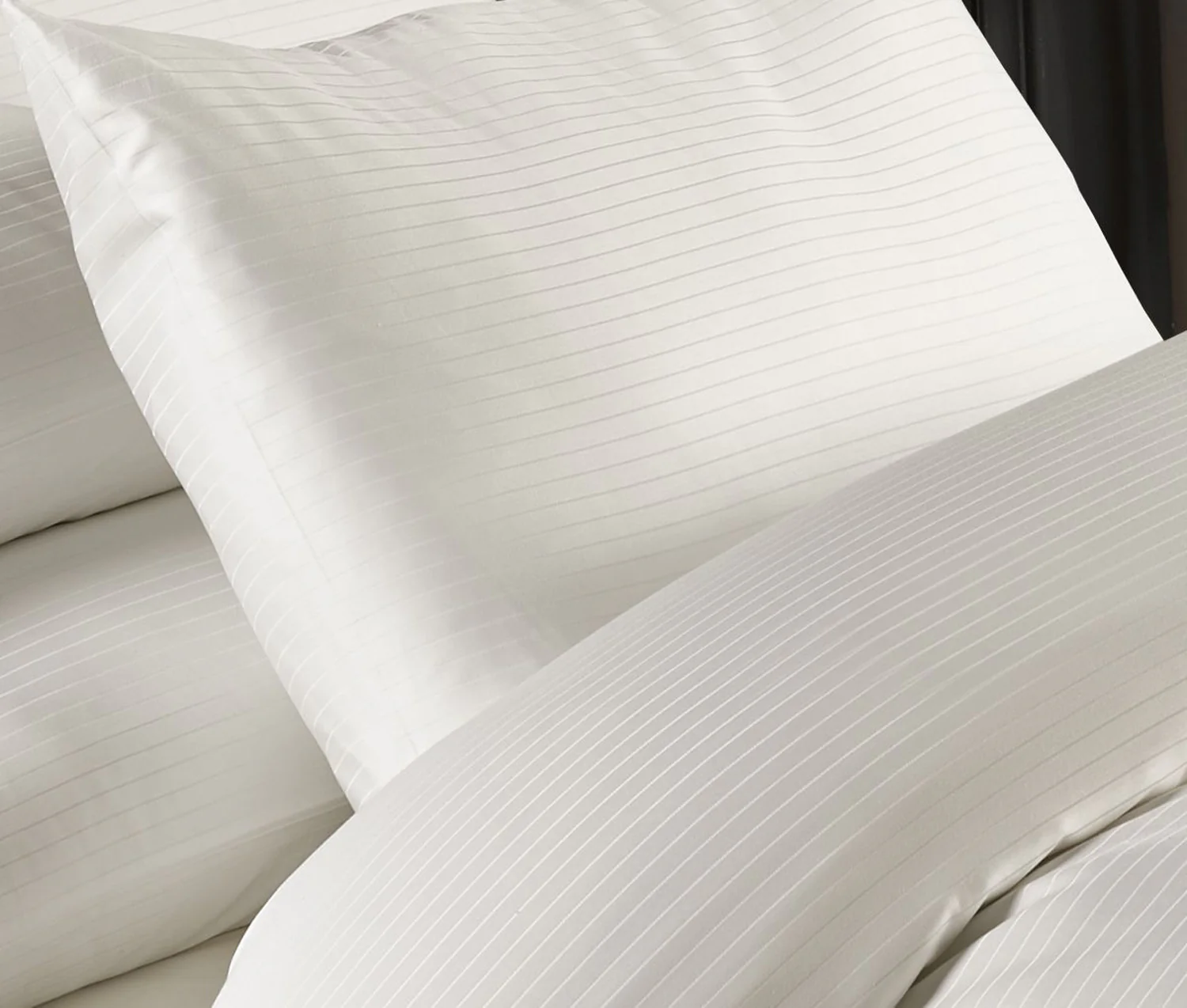 Grosvenor - 1000 Thread Count Pin Stripe Fitted Sheet In Cream - Super King - Image 2
