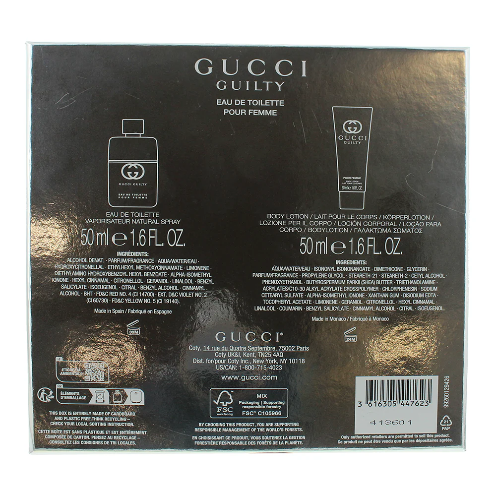 Gucci Guilty Pour Femme 2 Piece Gift Set: Eau De Toilette 50ml - Body Lotion 50m - Image 2