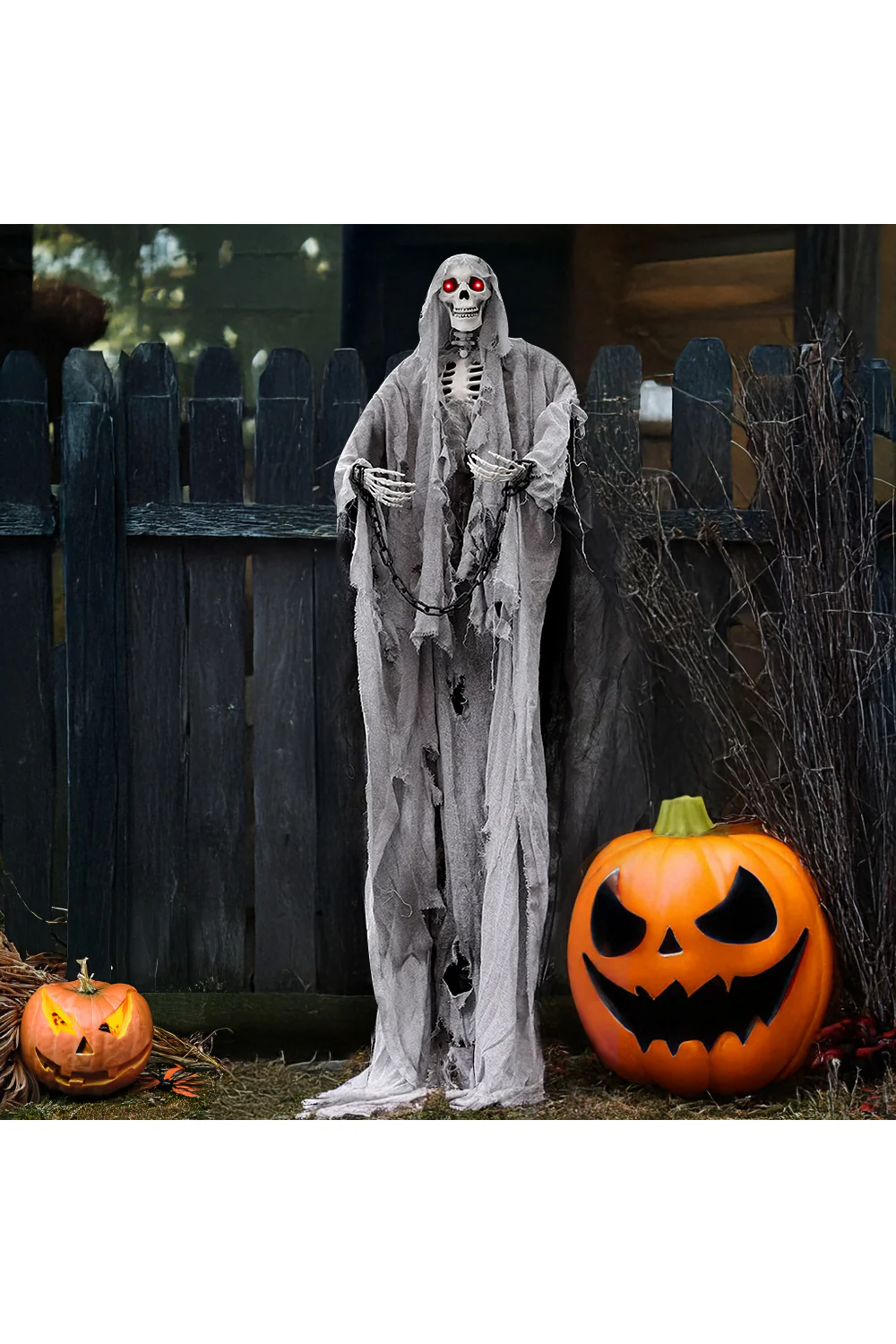 Halloween Hanging Skeleton Ghost with Motion Sensor - Image 2
