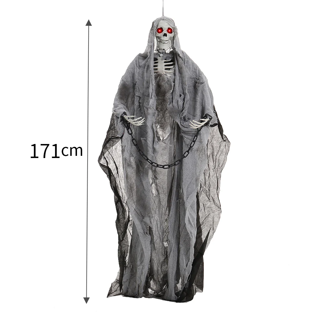 Halloween Hanging Skeleton Ghost with Motion Sensor - Image 9