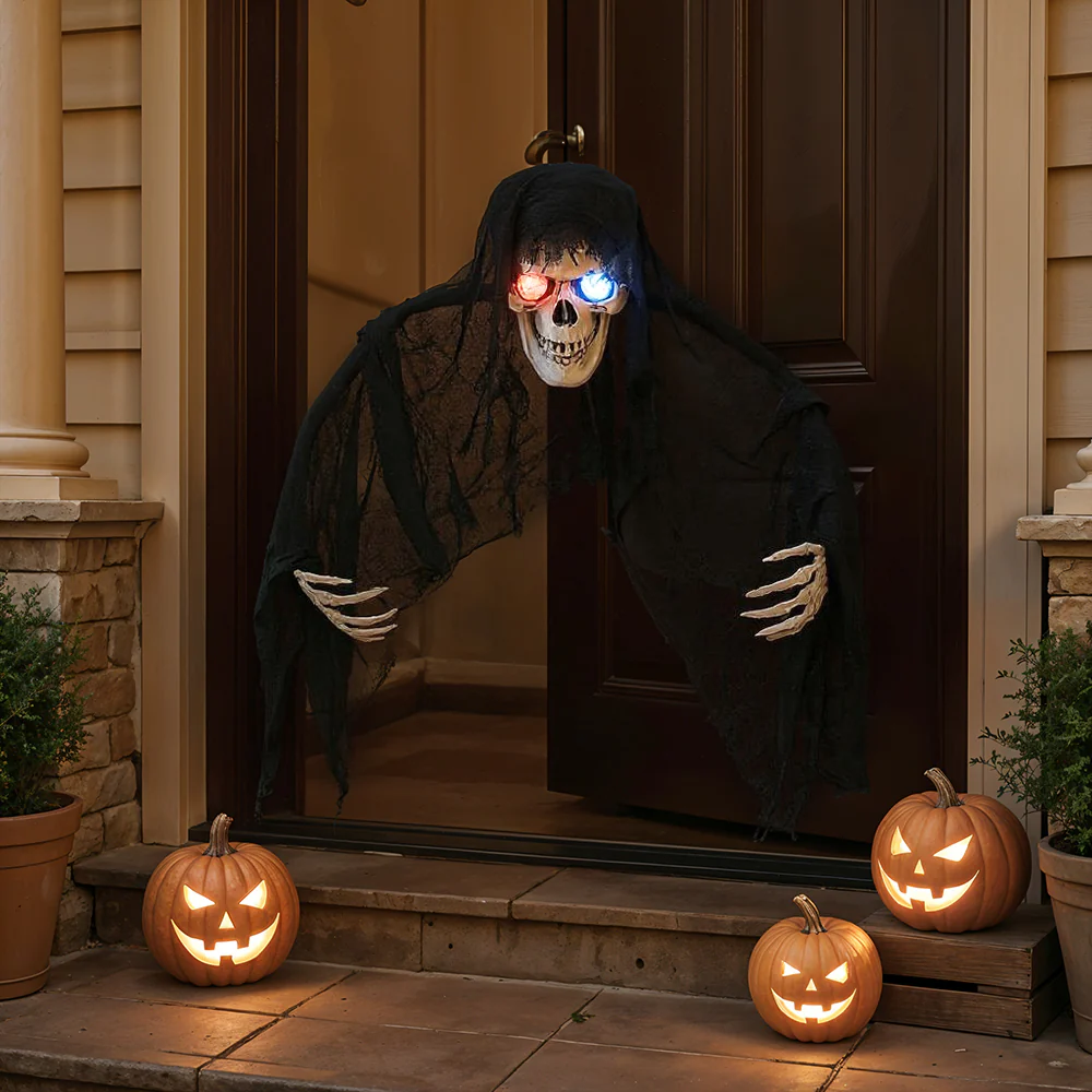 Halloween Hanging Skull Ghost with Light-Up Eyes - Image 2