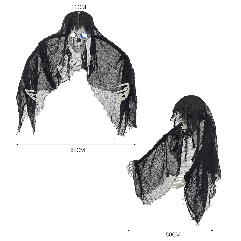 Halloween Hanging Skull Ghost with Light-Up Eyes - Image 9