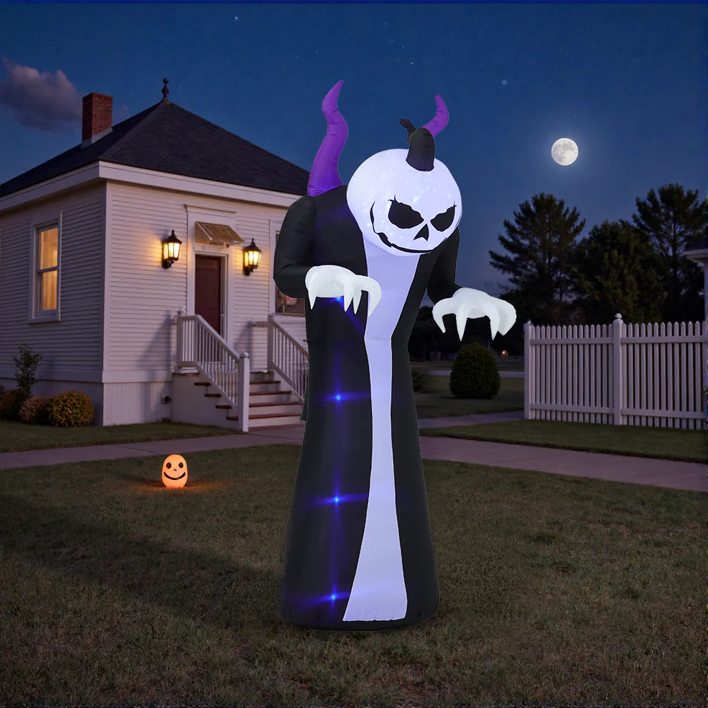 Halloween Inflatable Outdoor Ghost with Raising Hands and LED Lights Yard Decoration - Image 2