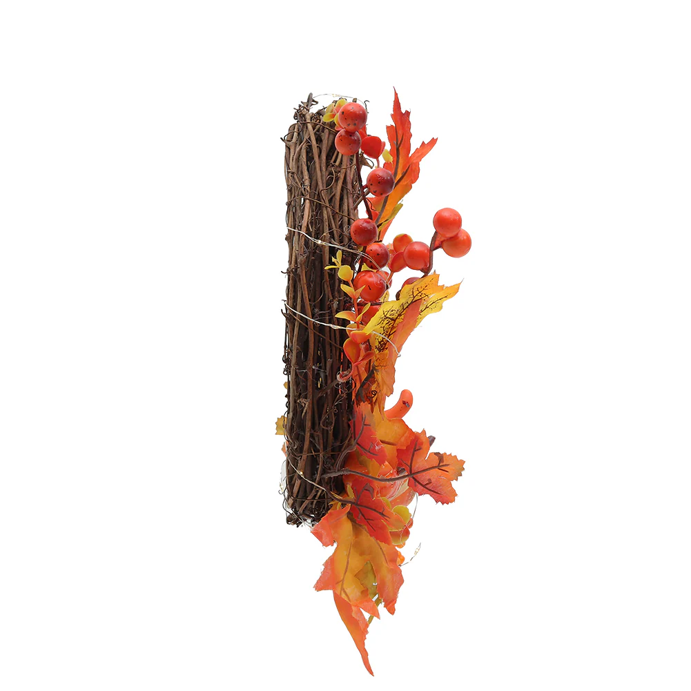 Halloween Maple Pumpkin Harvest Wreath with Lights - Image 6
