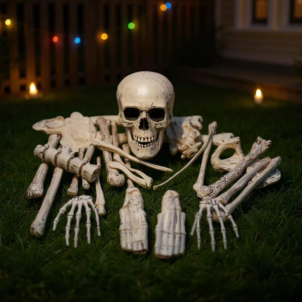 Halloween Realistic Skull and Bone Skeleton Decoration Kit