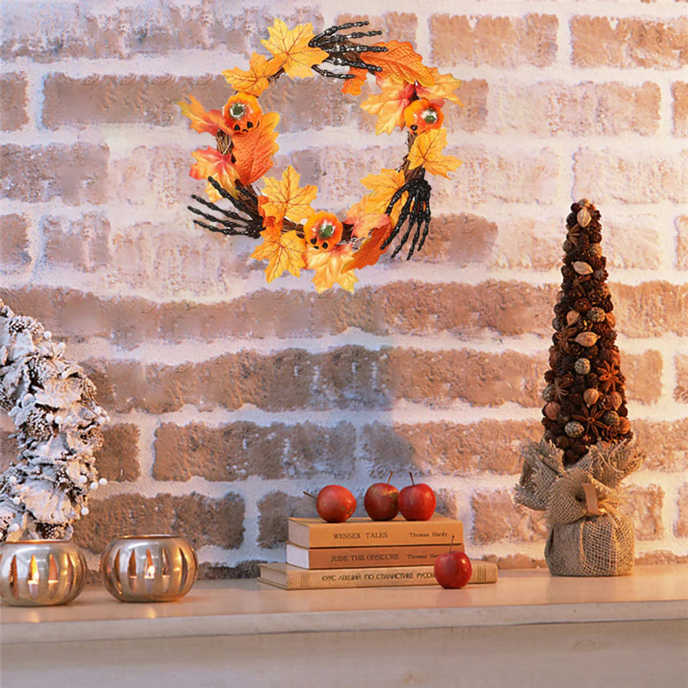Halloween Wreath with Pumpkins Hands - Image 2