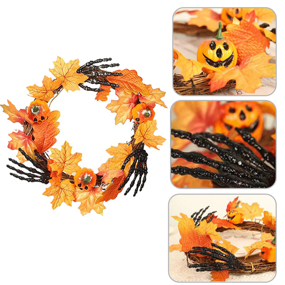 Halloween Wreath with Pumpkins Hands - Image 4