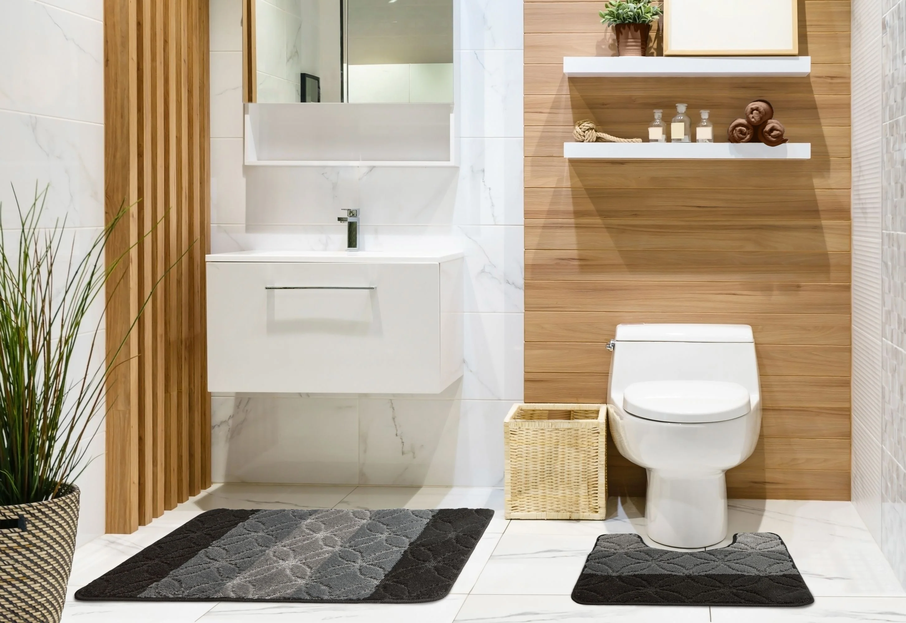 Halo - Tonal Stripe 2pc Bath set in Black - Image 2