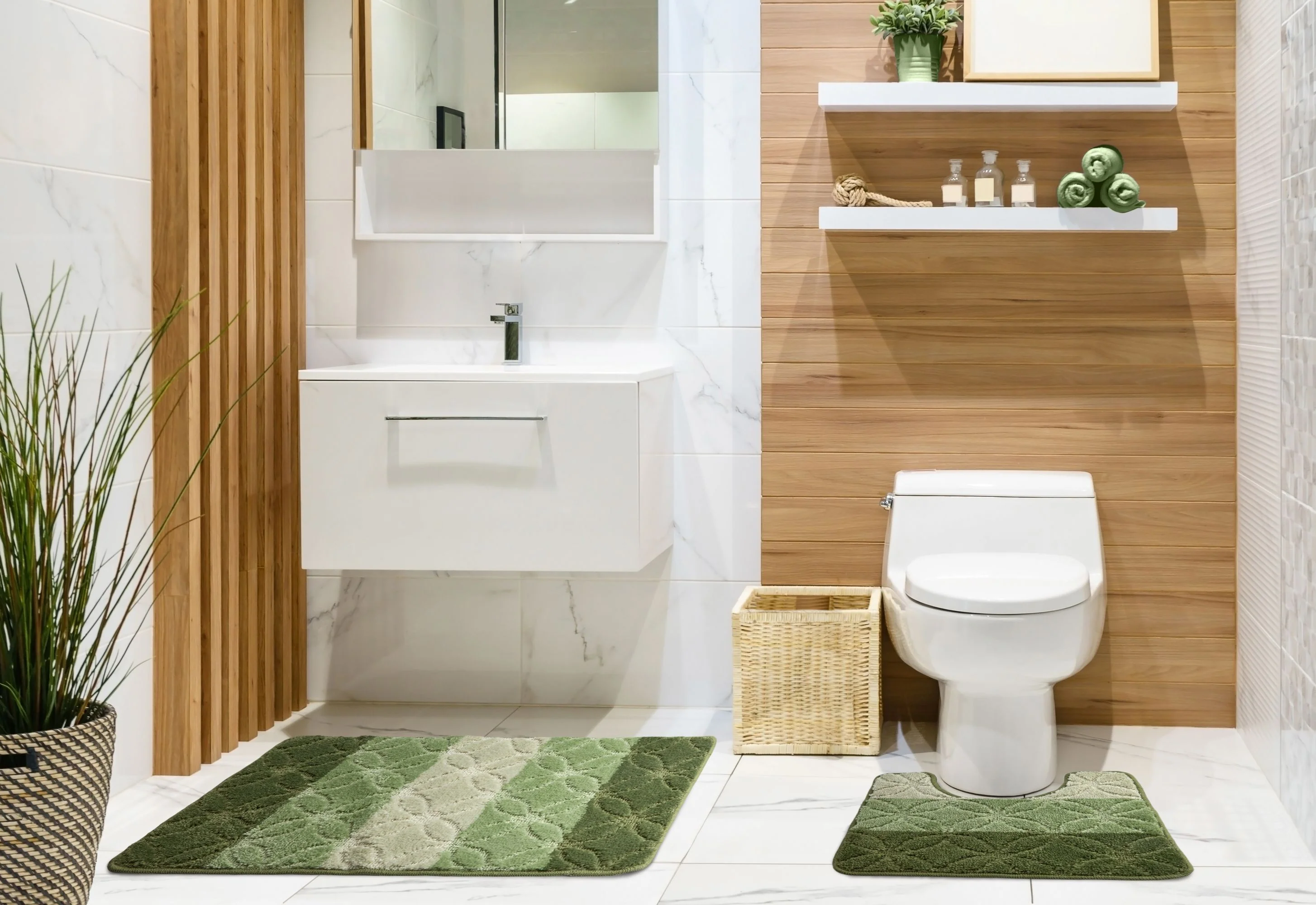 Halo - Tonal Stripe 2pc Bath set in Sage Green - Image 2