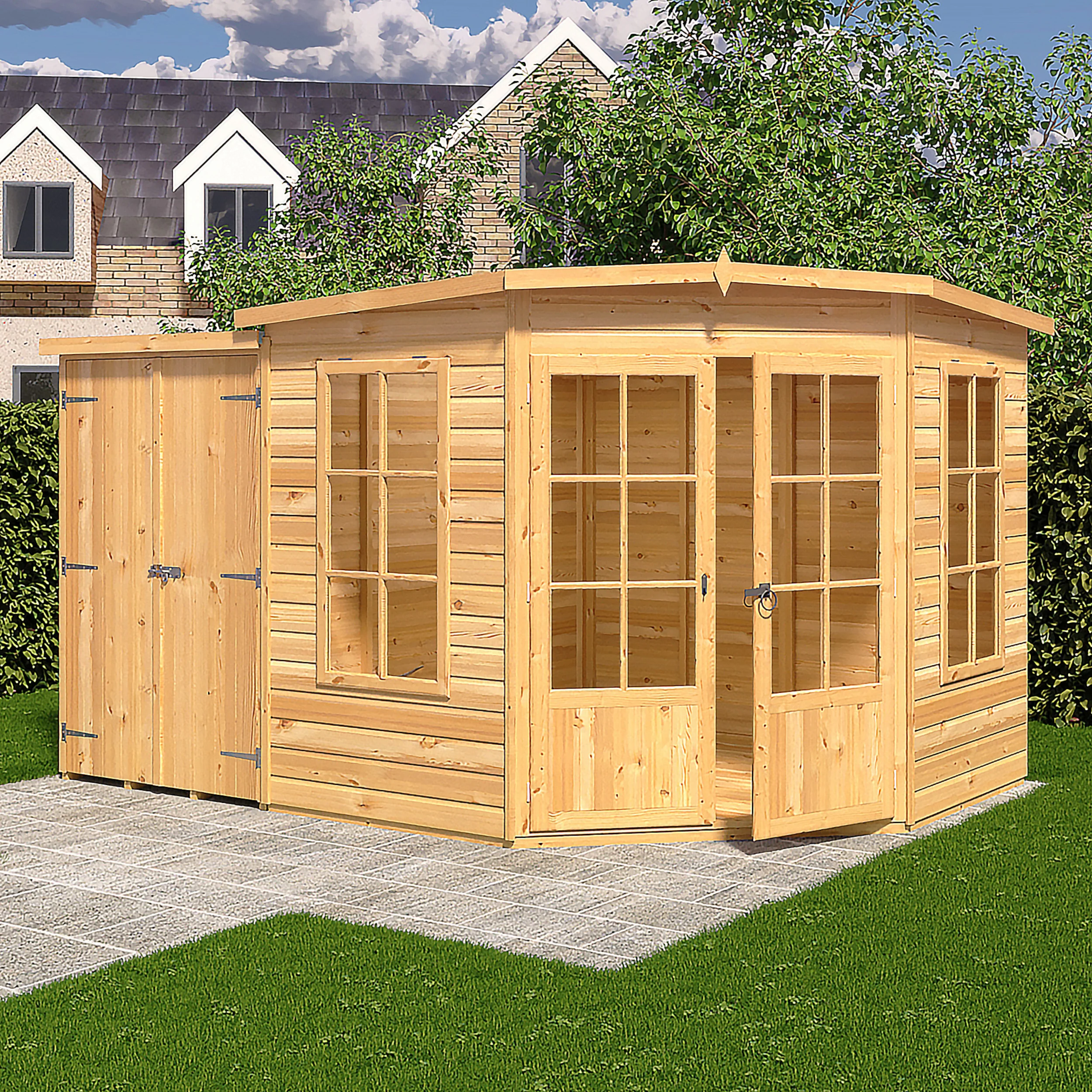 Hampton Corner Summerhouse With Side Shed - Image 10
