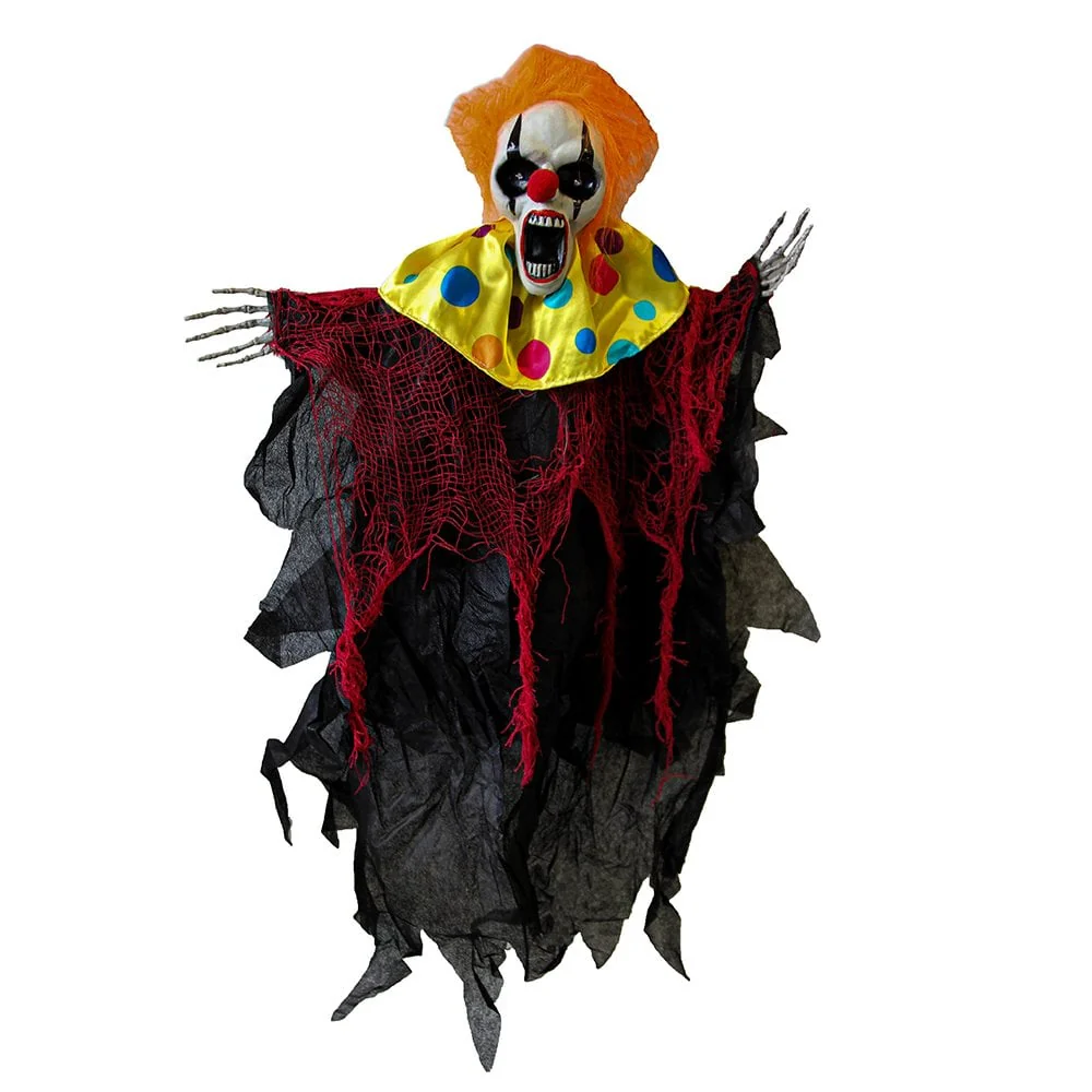 Halloween Hanging Animated Clown 38cm