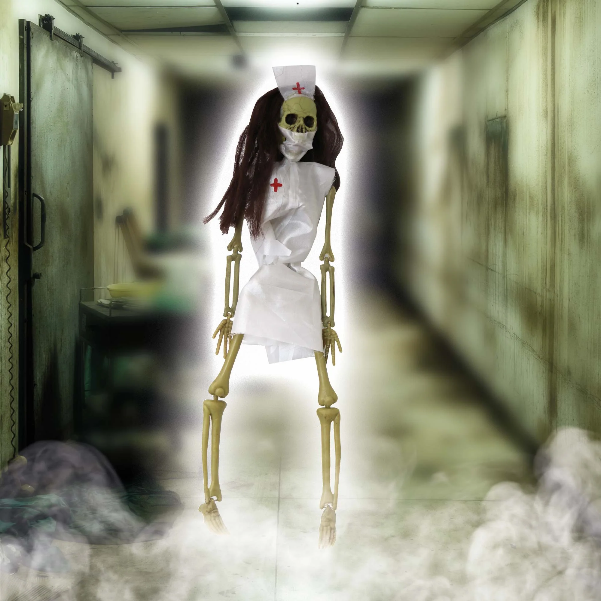 Halloween Hanging Skeleton Female Nurse 40cm - Image 2