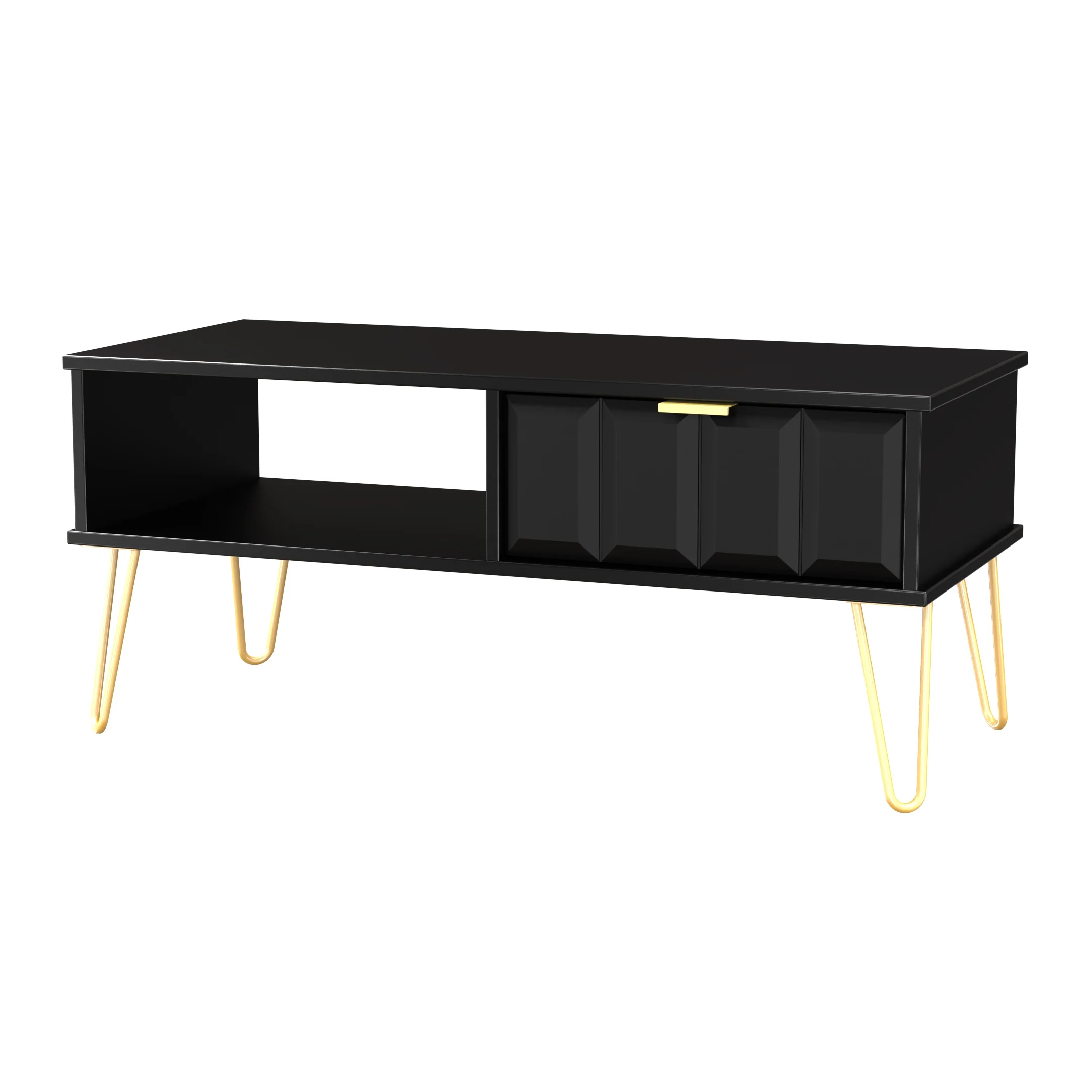 Hanover Ready Assembled 1 Drawer Coffee Table in Deep Black & Black Matt - Image 3